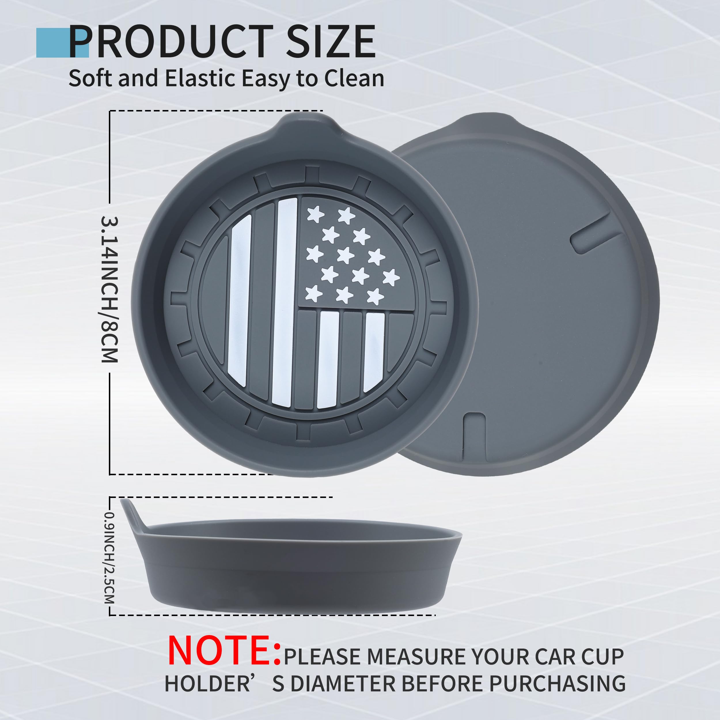 Amooca Car Cup Coaster Universal Non-Slip Silicone Cup Holder Insert Car Interior Accessories For Drink American Flag Us Flag 2