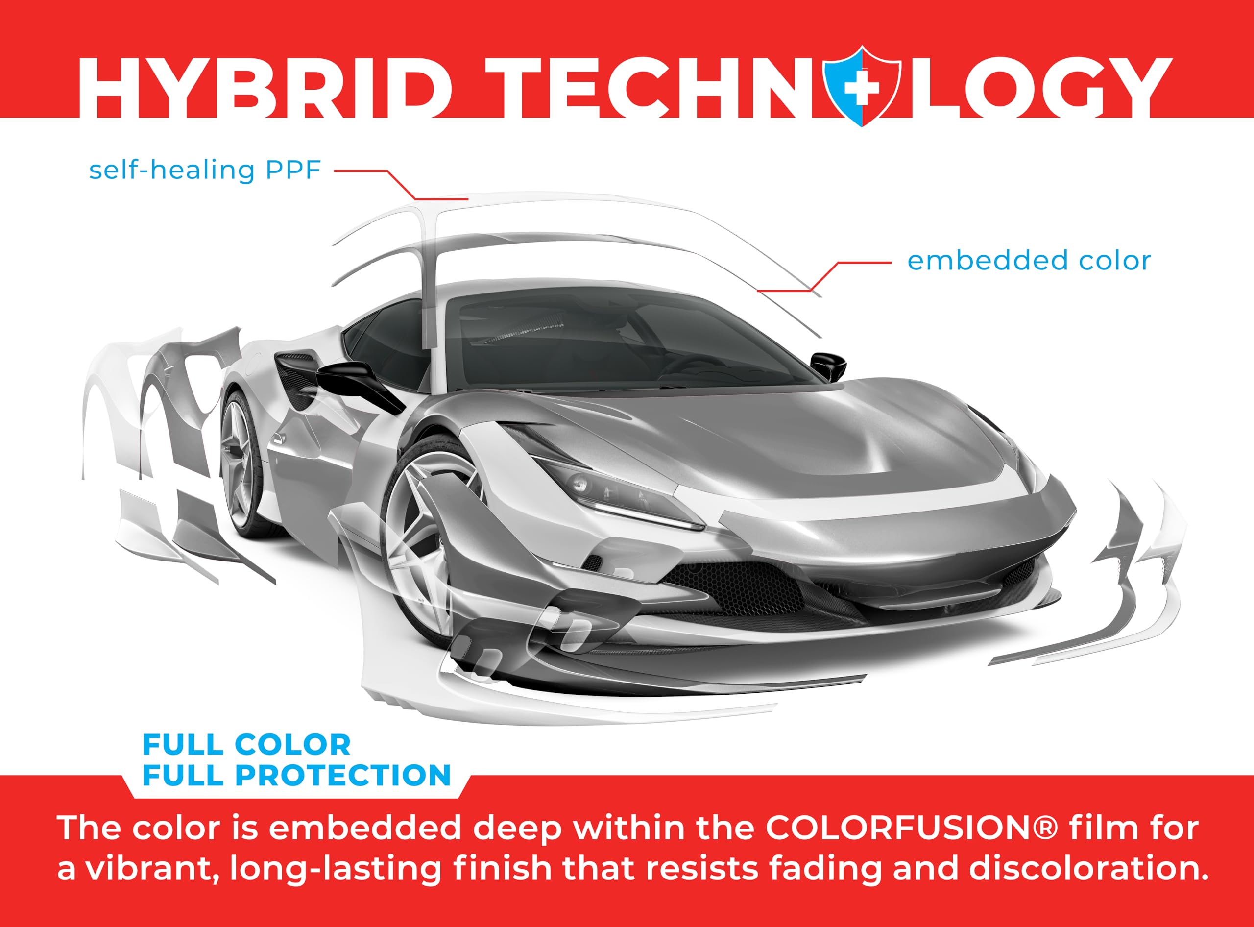 Colorfusion Ppf By Vvivid, Gloss Gt Silver Dry Apply Ppf Vinyl Car Wrap Roll 1.3Ft X 5Ft