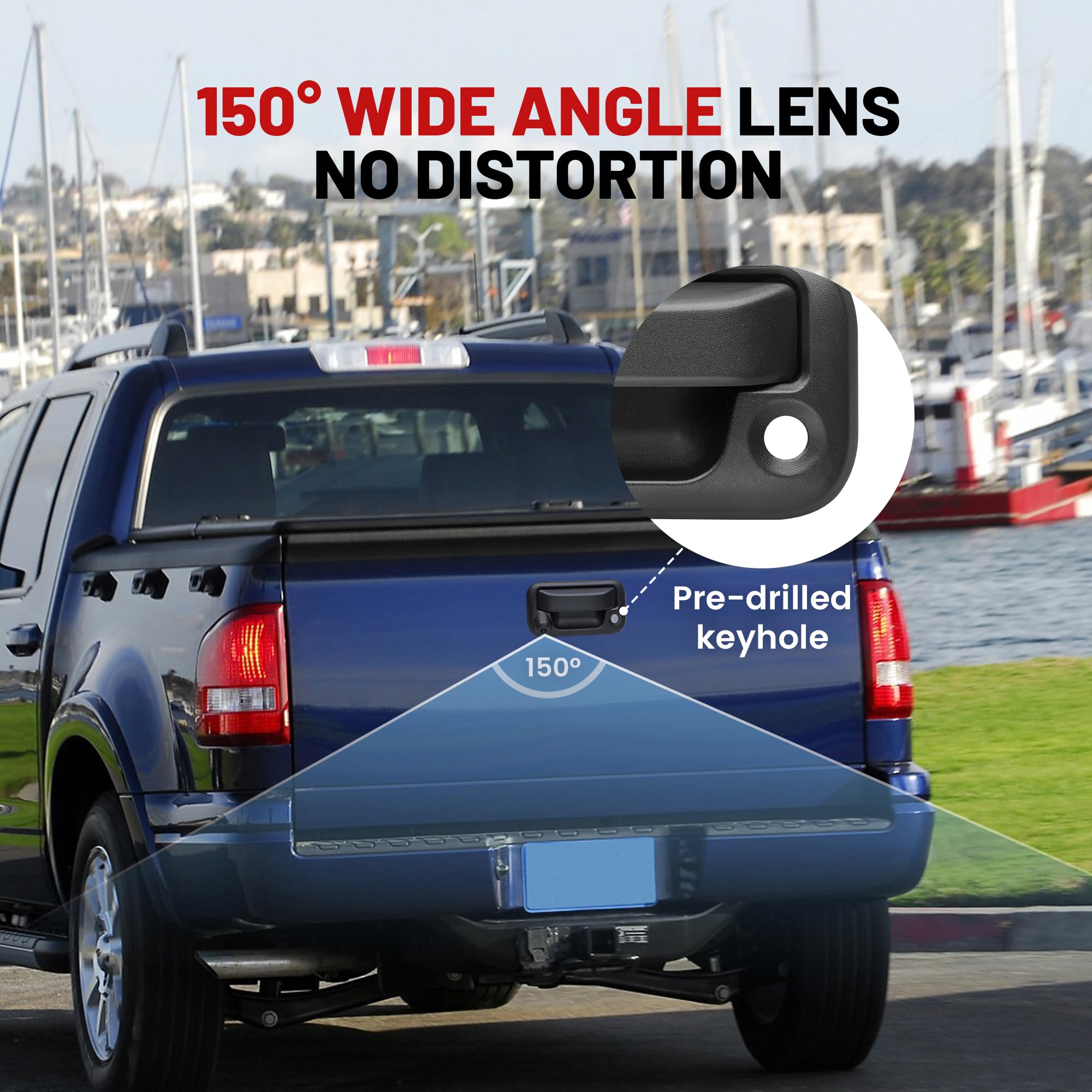 Red Wolf Tailgate Backup Camera + 7'' Rear View Mirror Screen Monitor Fit For Ford 2004-2014 F150/ 2009-2016 F250/F350 Pickup Tr