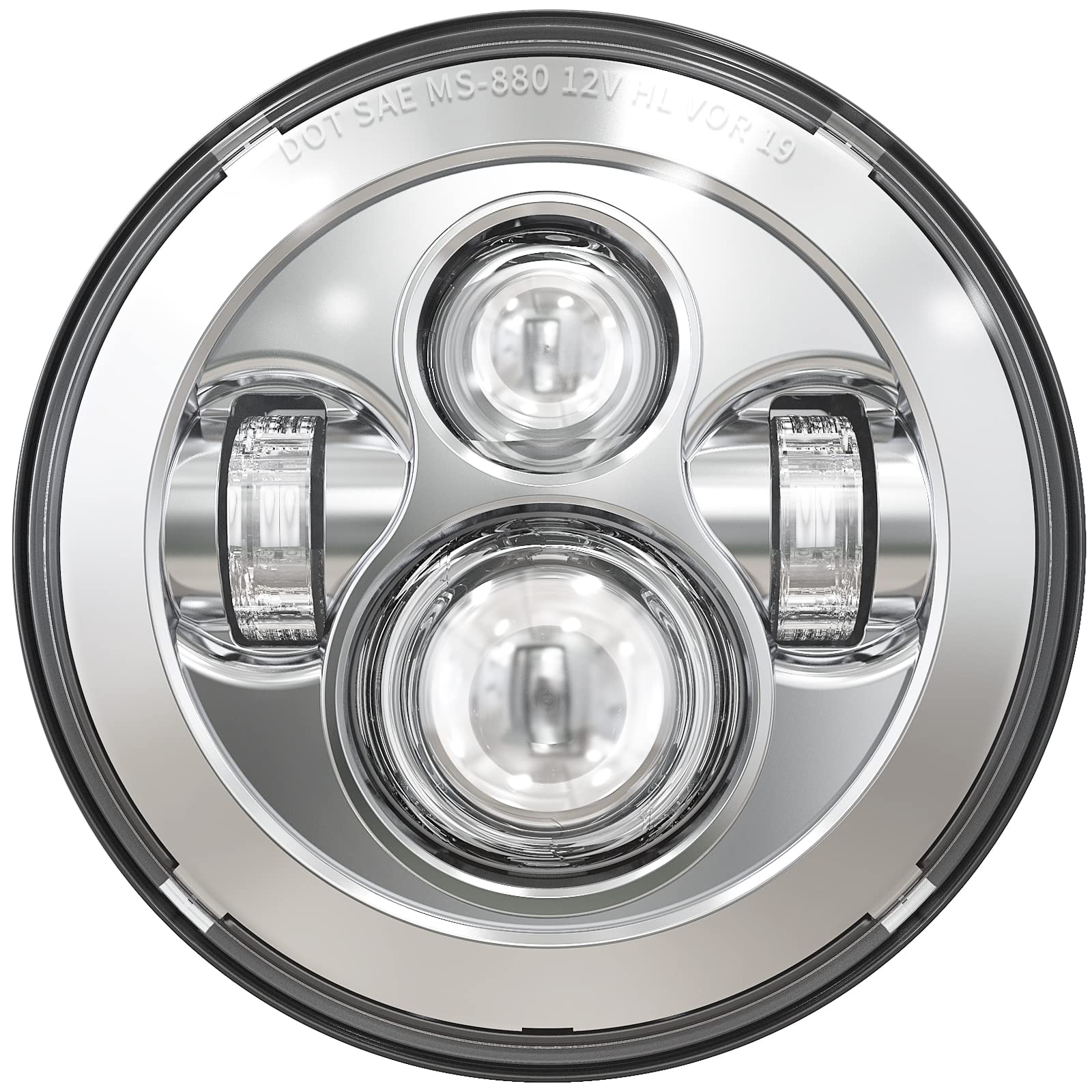 Bicyaco Dot 7 Inch Motorcycle Led Headlight Headlamp Compatible With Harley Davidson Electra Glide Street Glide Fat Boy Road King Heritage Softail Switchback Chrome