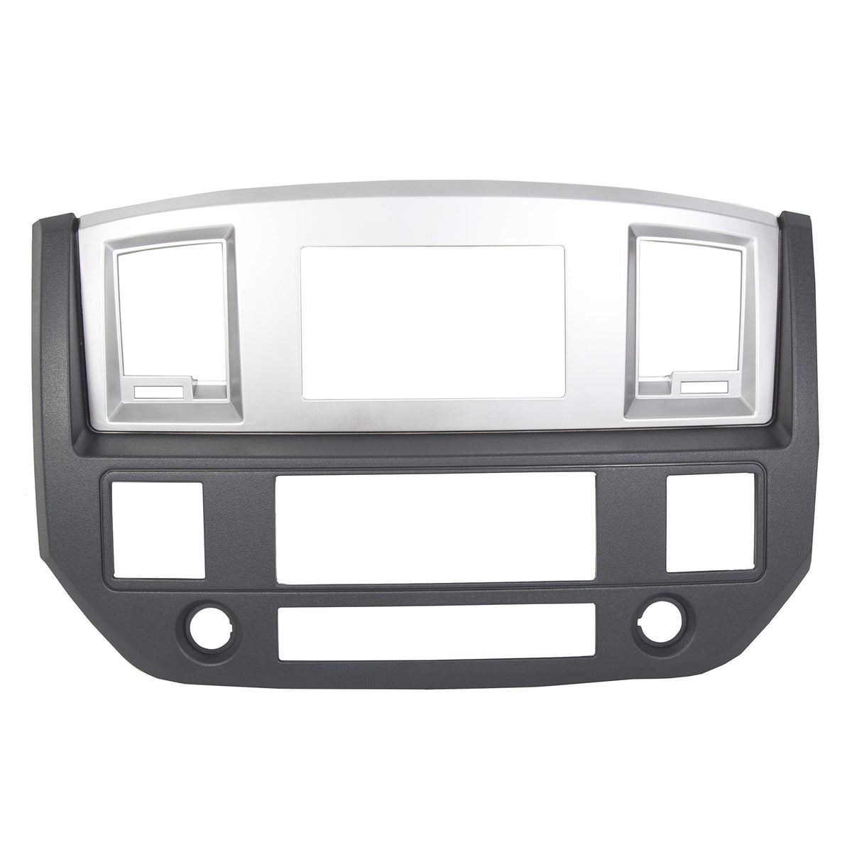 Ecotric Stereo Radio Double Din Dash Install Bezel Kit Compatible With 2006-2009 Dodge Ram Truck Silver Slate Gray Replacement For Gnt56215007