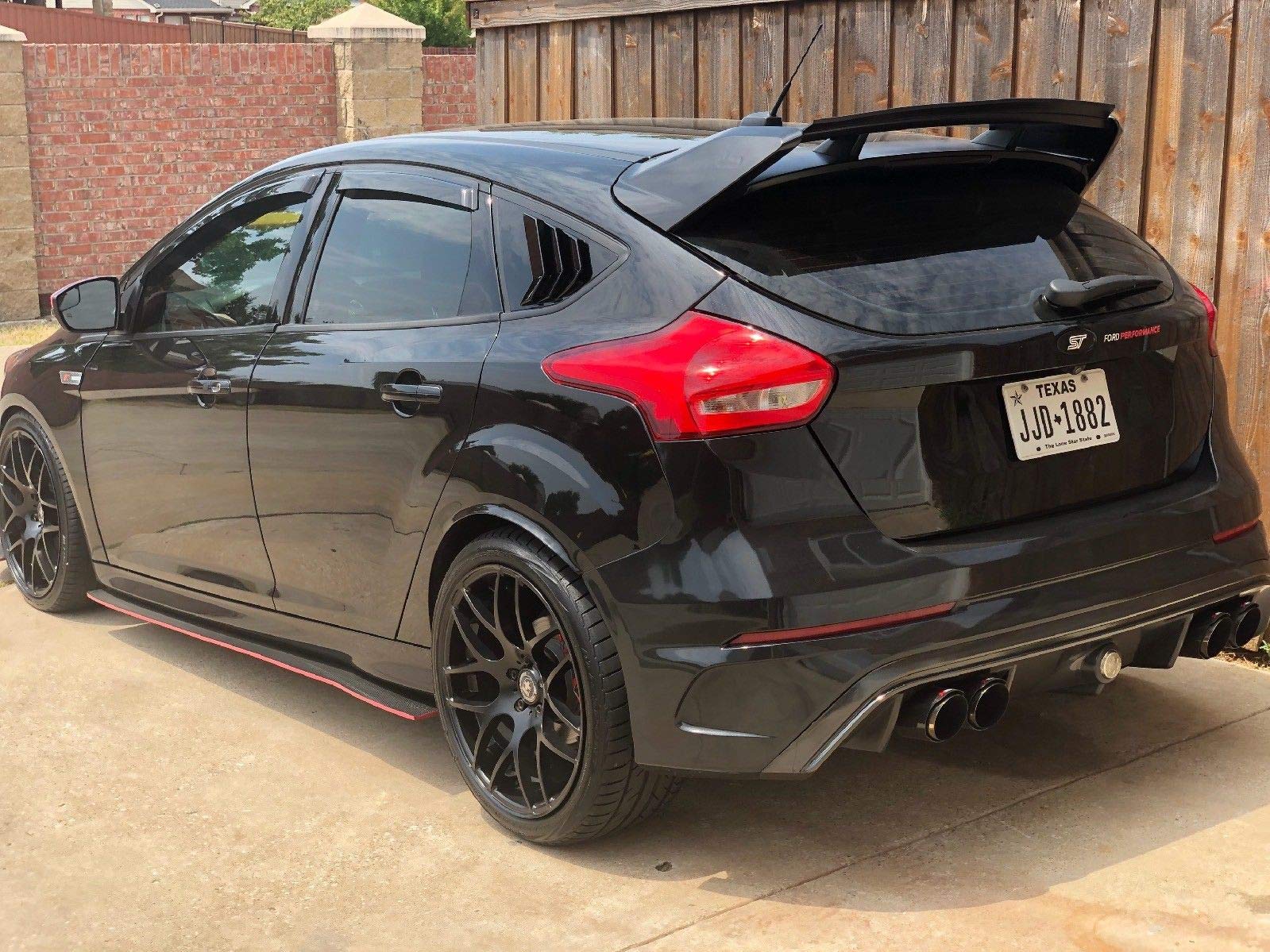 ruihe Fit for Ford Focus ST RS MK3 2PC Window Side Louvers Vent, Shiny Black, Plastic, Model ff1s, 2012-2018