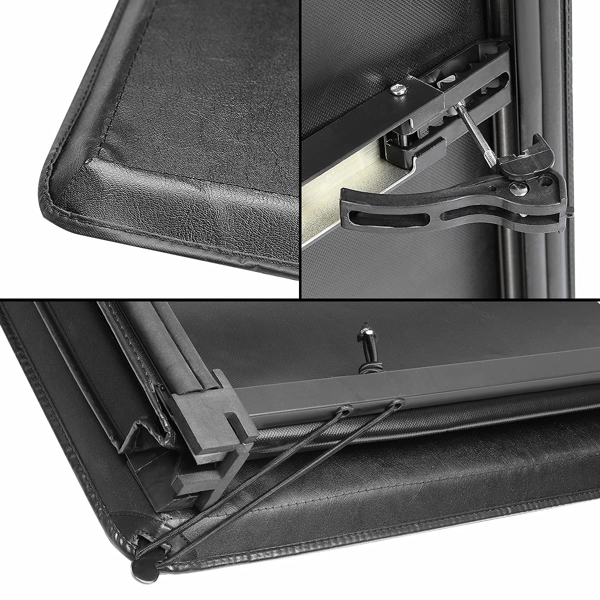 Dna Motoring Truck Bed Soft Tri-Fold Adjustable Tonneau Cover Compatible With 09-18 Dodge Ram 1500 6.5Ft Fleetside Short Beds W/