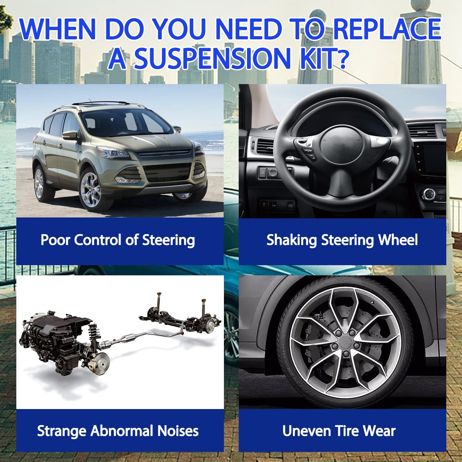 8 Pcs Front Lower Control Arms with Ball Joint Tie Rods Suspension Kit Replacement For 2013-2017 Ford Escape SE SEL Titanium