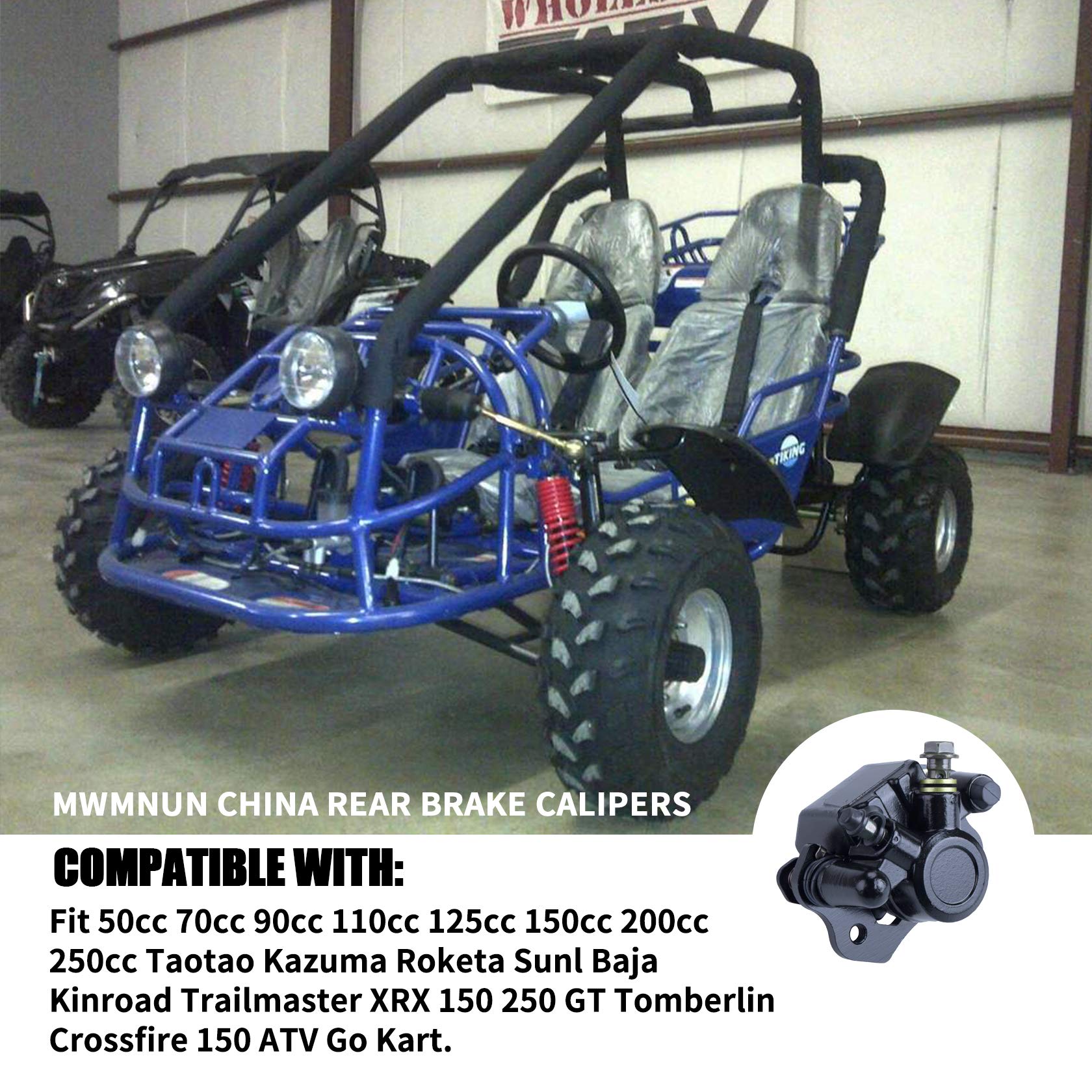 Mwmnun Chinese Rear Brake Caliper Compatible With 90Cc 110Cc 125Cc 150Cc 200Cc Atv Go Kart Taotao Four Wheeler Coolster Kazuma Roketa Sunl Baja Kinroad Trailmaster Xrx 150 250 Gt Tomberlin Crossfire