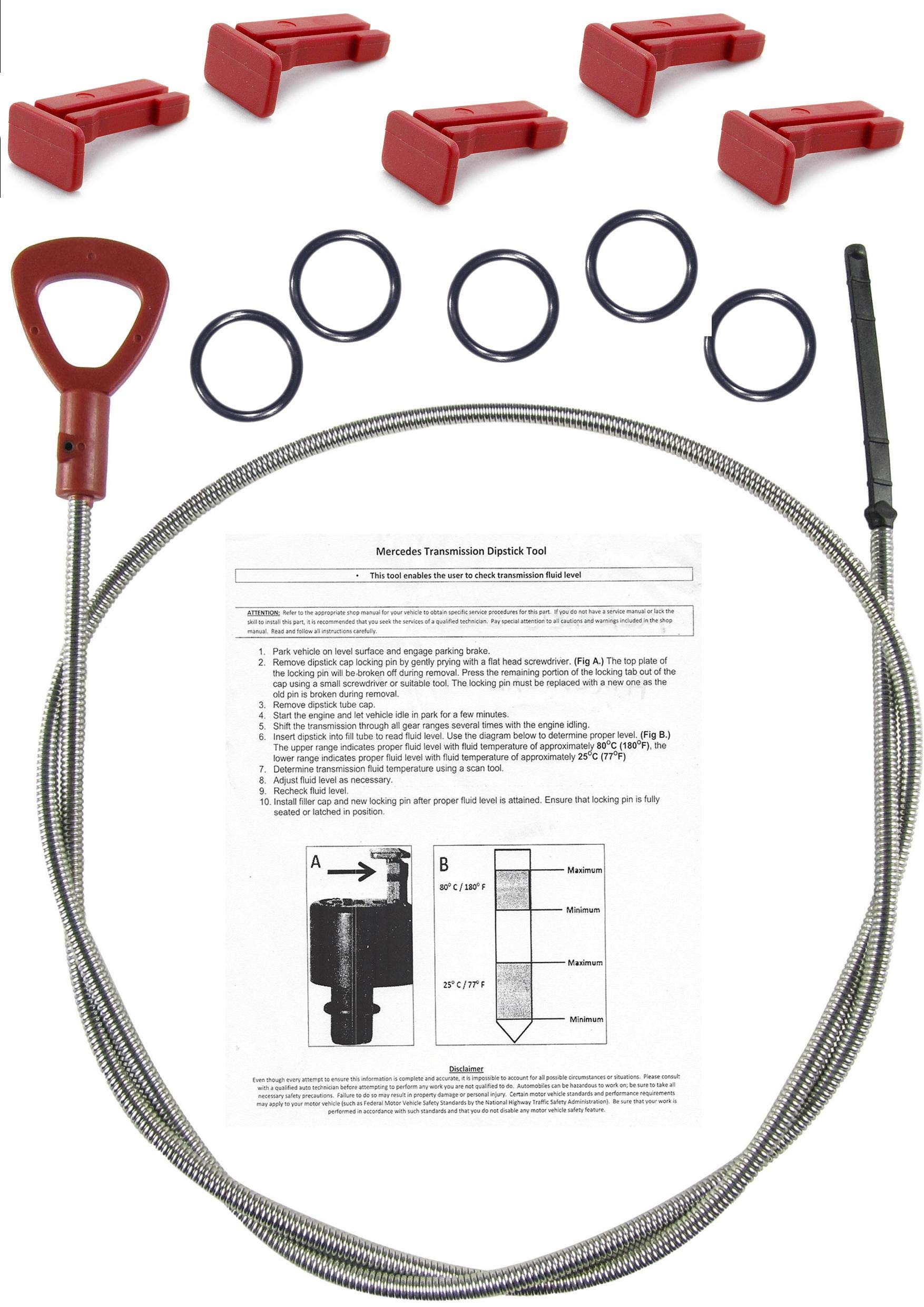 Transmission Fluid Dipstick Tool |Compatible with Mercedes Benz | Instructions & 5 Locking PIN & 5 O-Rings Seals | Maybach, Spri