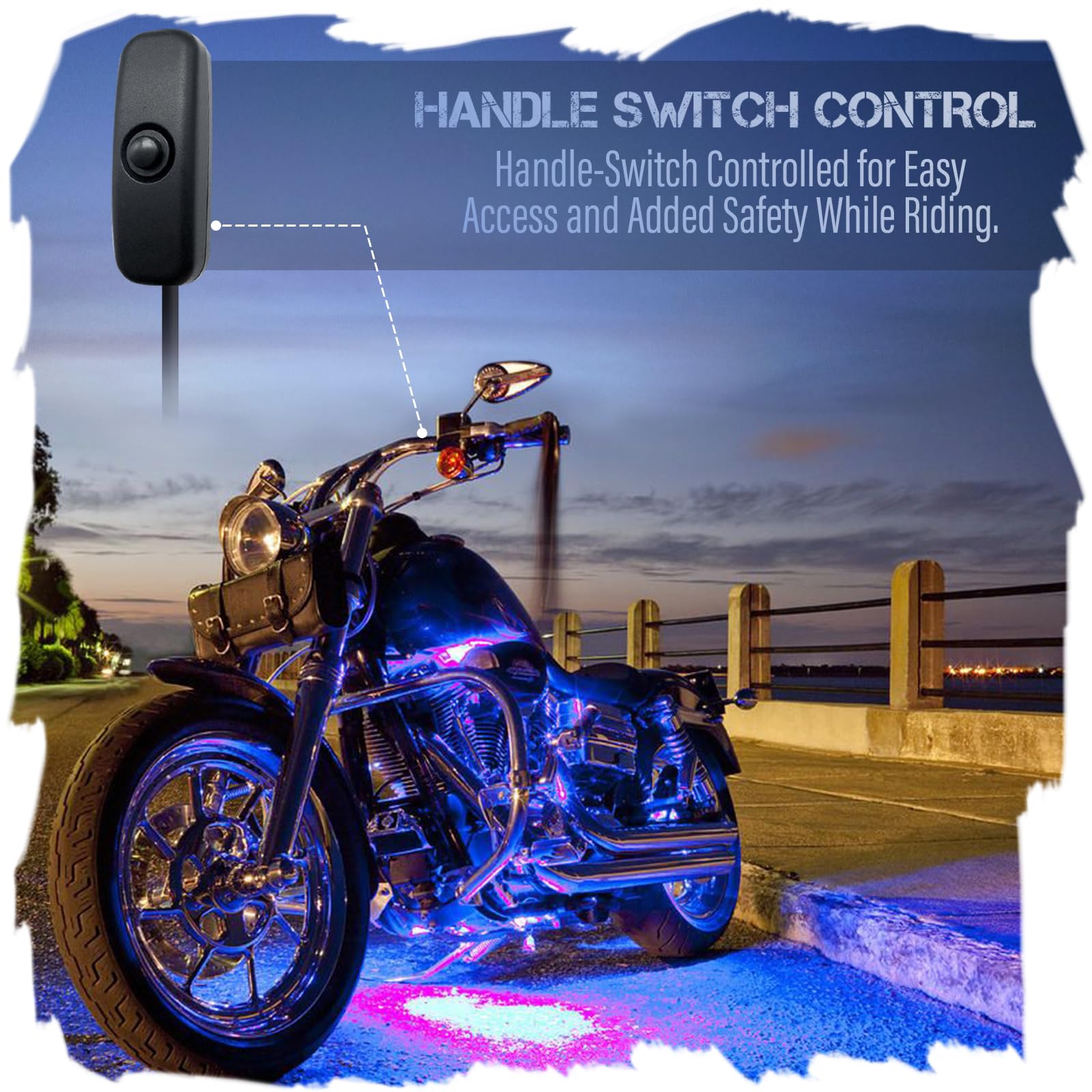 Jjunlim 12Pcs Motorcycle Underglow Led Strip Light Kit Waterproof Rgb Neon Accent Light Ground Effect Atmosphere Light Strips Dc 12V With App Control For Motorbike Trikes Golf Carts Atvs Utvs