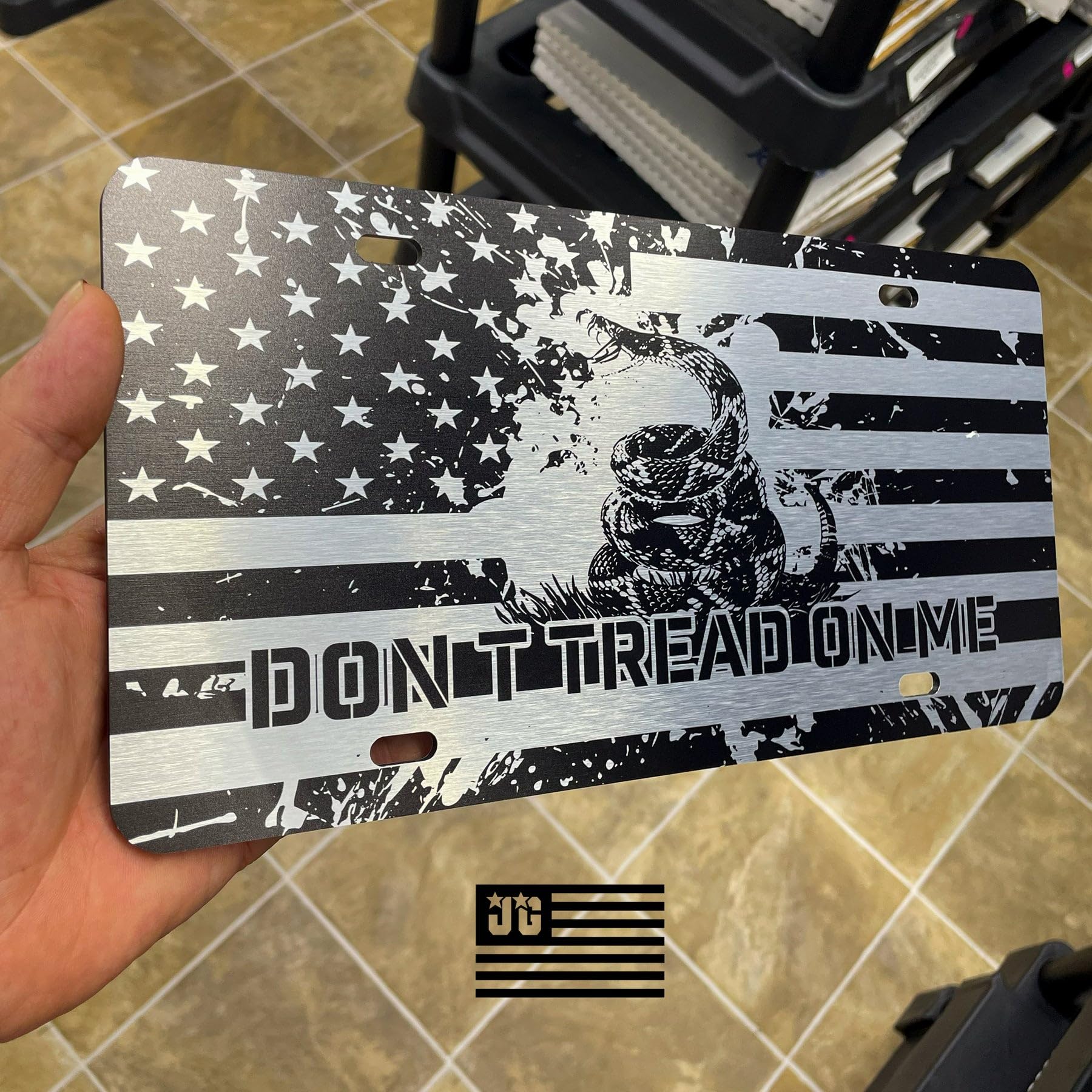 Jass Graphix Don'T Tread On Me License Plate - American Flag & Gadsden Snake Design, Durable Material, 12''''X6'''' Patriotic Ca