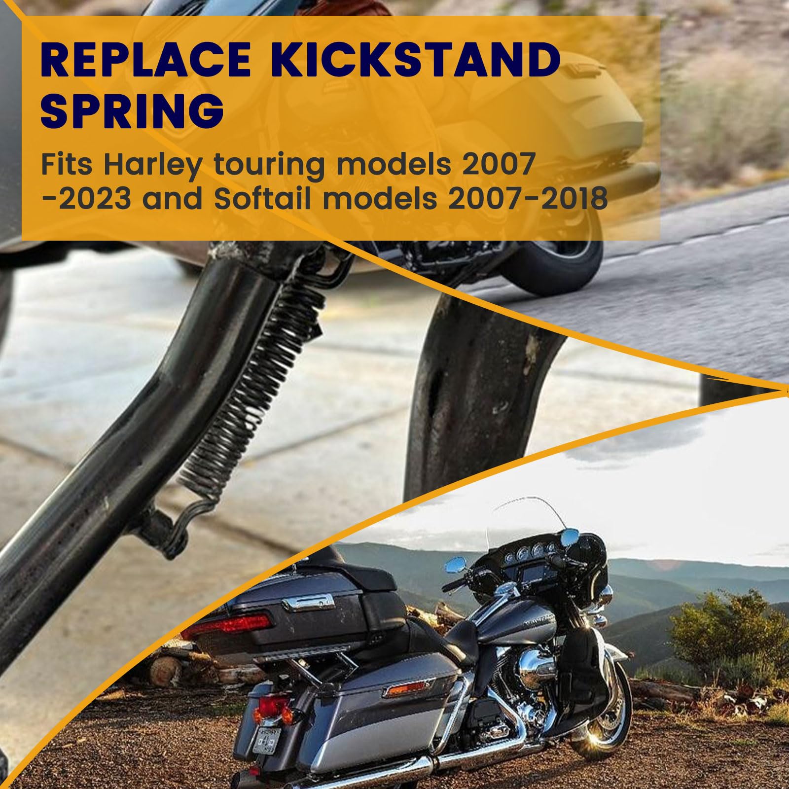 2-Pack Kickstand Spring fits for Harley Touring 2007-2024 and Softail Models 2007-2018.Compatible with Road Glide Road King Stre