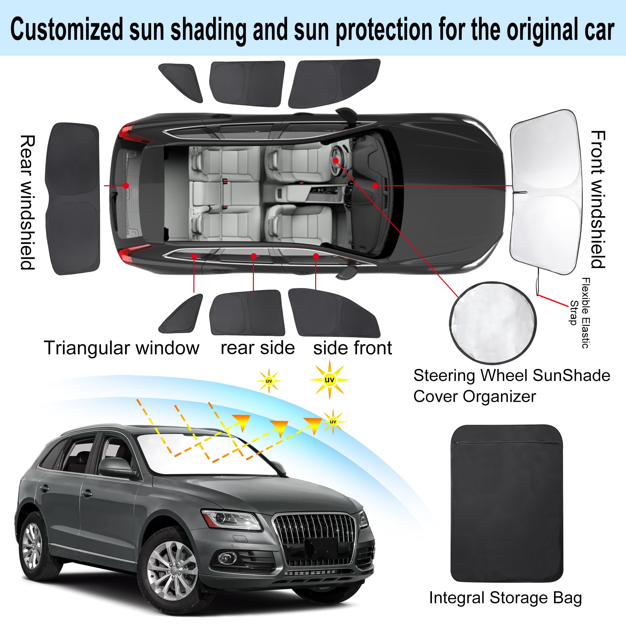 Tinglu Window Shades For Audi Q5 2009-2017/2014-2017 Audi Sq5 Accessories Car Side Full Windows Windshield Sun Shade Sun Uv Rays