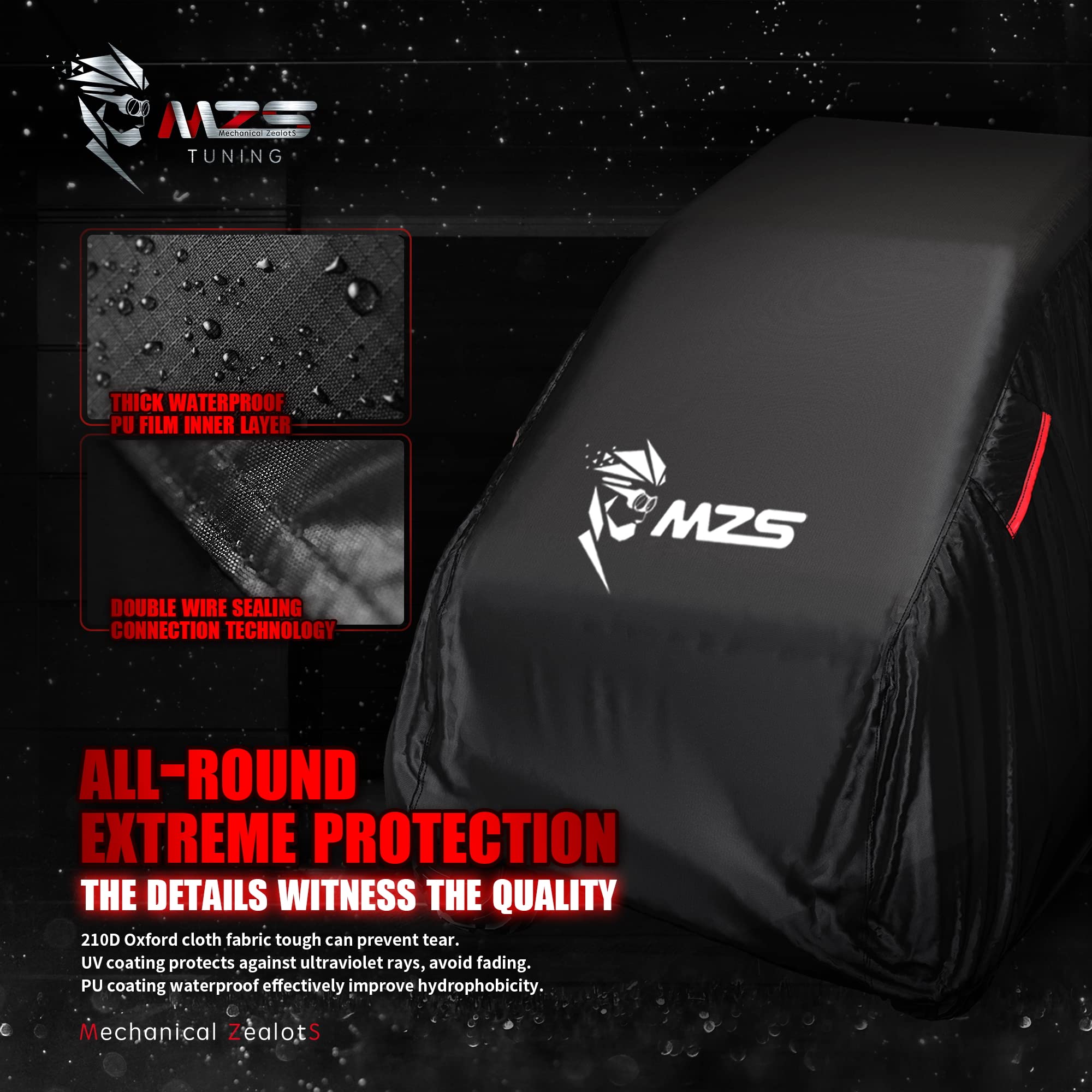 Mzs Utv Cover 4 Seater, Side By Side Cover Waterproof Outdoor All Weather Protection Fit Up To 177 Inch Compatible With Maverick