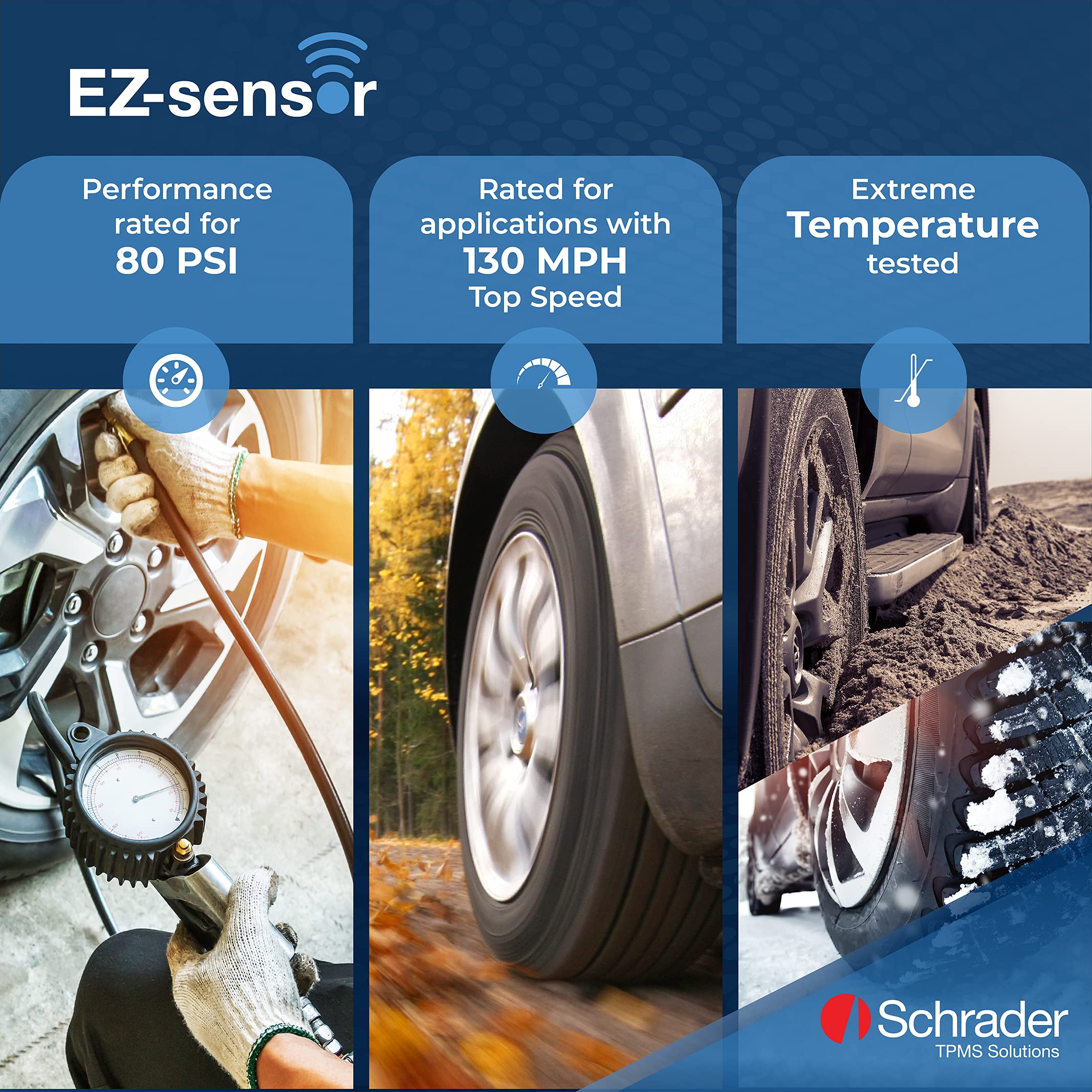 Schrader 33500 EZ-Sensor Single SKU (314.9 MHz, 315 MHz, and 433 MHz) Programmable Snap-in Fixed Angle Valve Tire Pressure Monit