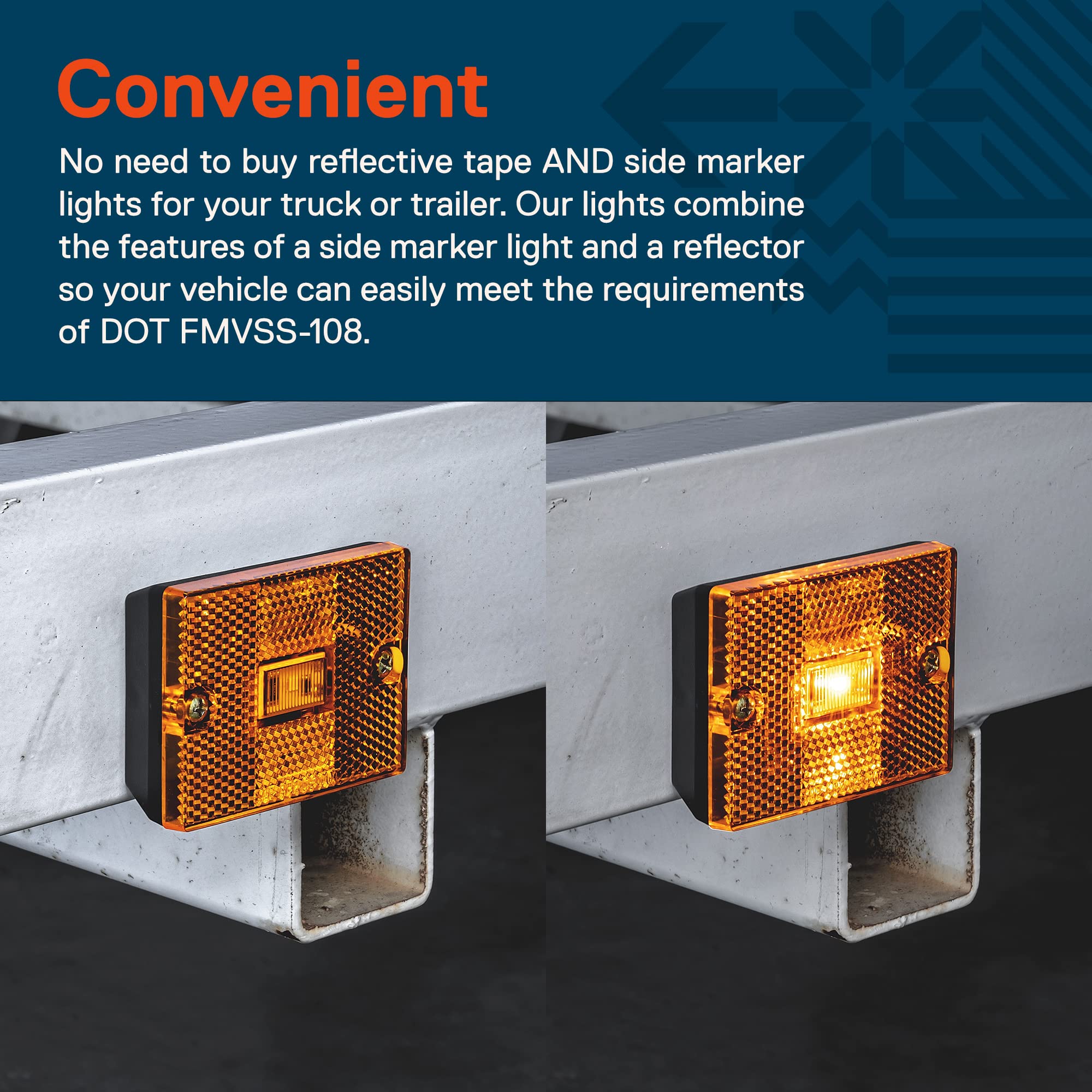 True Mods 2Pc Amber Led Side Marker Light [Dot Certified] [Ip67 Waterproof] [ Integrated Reflector] For Utility Boat Trailers Ov