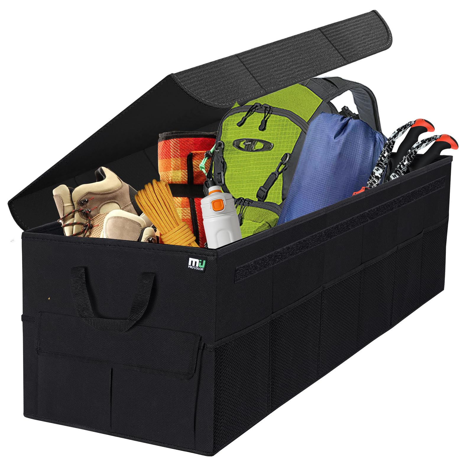 Miu Color Trunk Organizer For Suv (Black 4 Compartments, Extra Large)