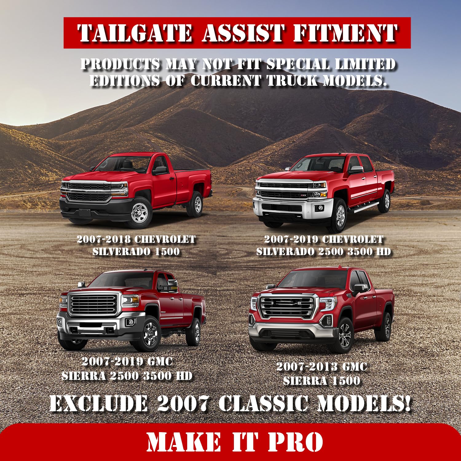 KitsPro Truck Tailgate Assist for Chevy Silverado and GMC Sierra 1500 2500 3000 Non-Classic Models 2007-2018 and 2500 3500 HD 20
