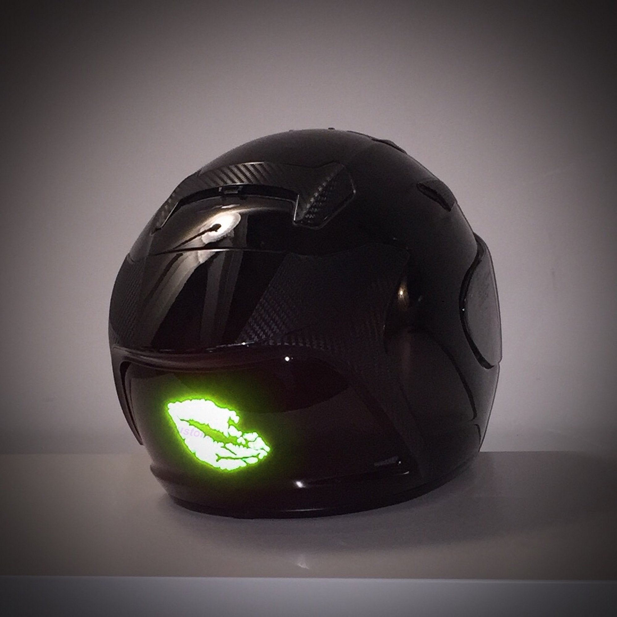 Customtaylor33 High Intensity Reflective Vinyl Death Kiss Skull Crossbones Lips Decal Bumper Sticker - Cars, Motorcycles, Helmets, Wind Screens, Laptops, Cellphones, (Se Lime Green, 12 Inch Wide)