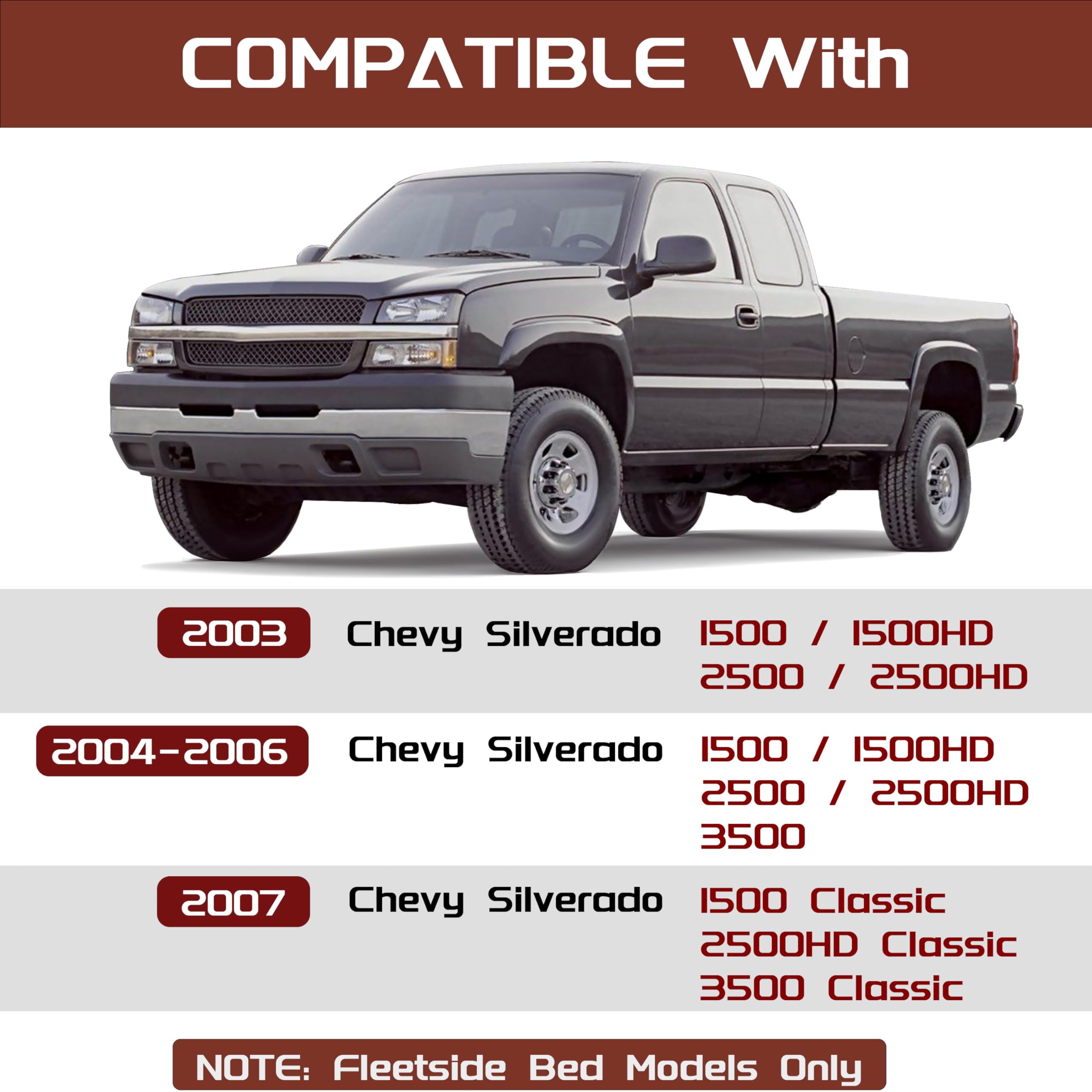 Hecasa Tail Lights Compatible With 2003-2007 Chevy Silverado 1500 2500 3500 W/Bulb And Harness Rear Lamp Set Replacement For Gm2