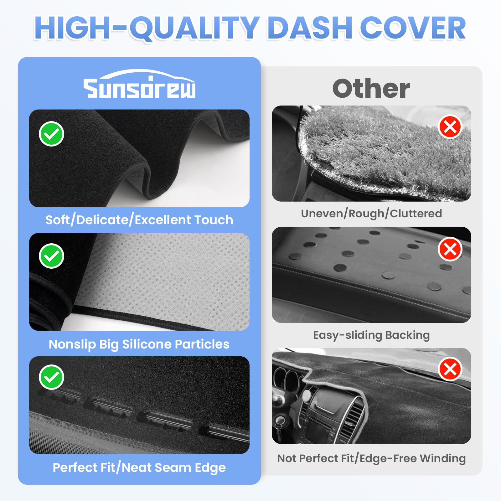 Sunsdrew Dash Cover For 2016-2022 2023 Toyota Tacoma Dashboard Cover Mat For Tacoma Accessories Sunshade Nonslip Mesh Protector