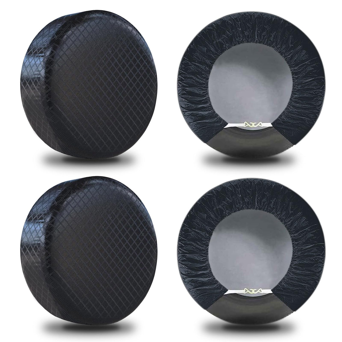 AmFor Set of 4 Tire Covers,Waterproof Aluminum Film Tire Sun Protectors,Weatherproof Tire Protectors (Black, 40''-42'')