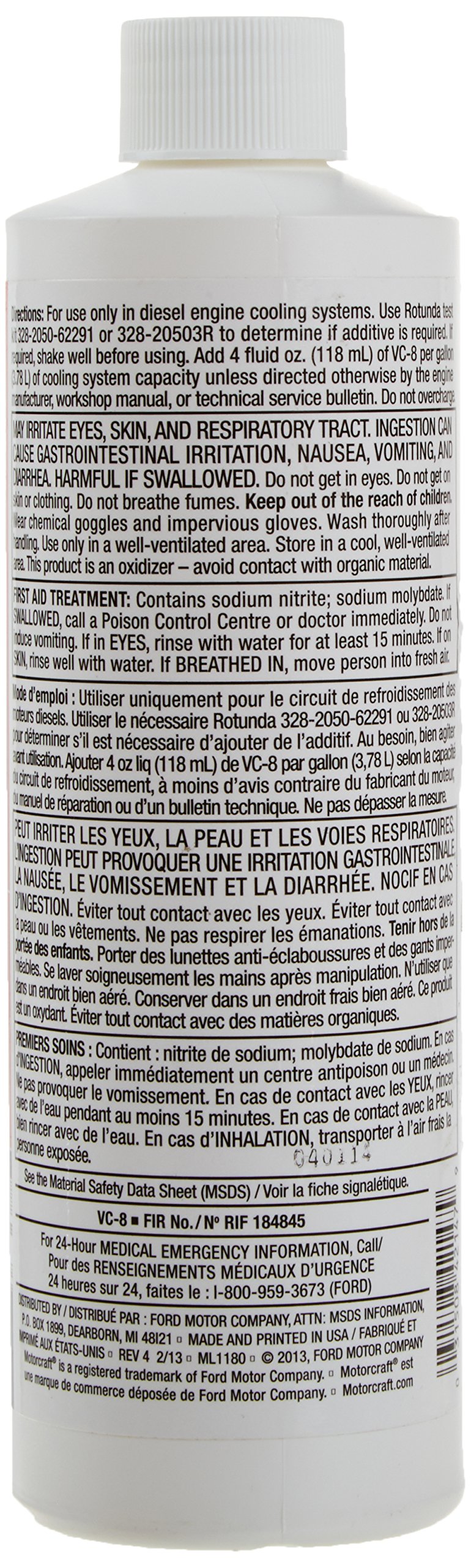 Genuine Ford Fluid Vc-8 Diesel Cooling System Additive - 16 Oz.
