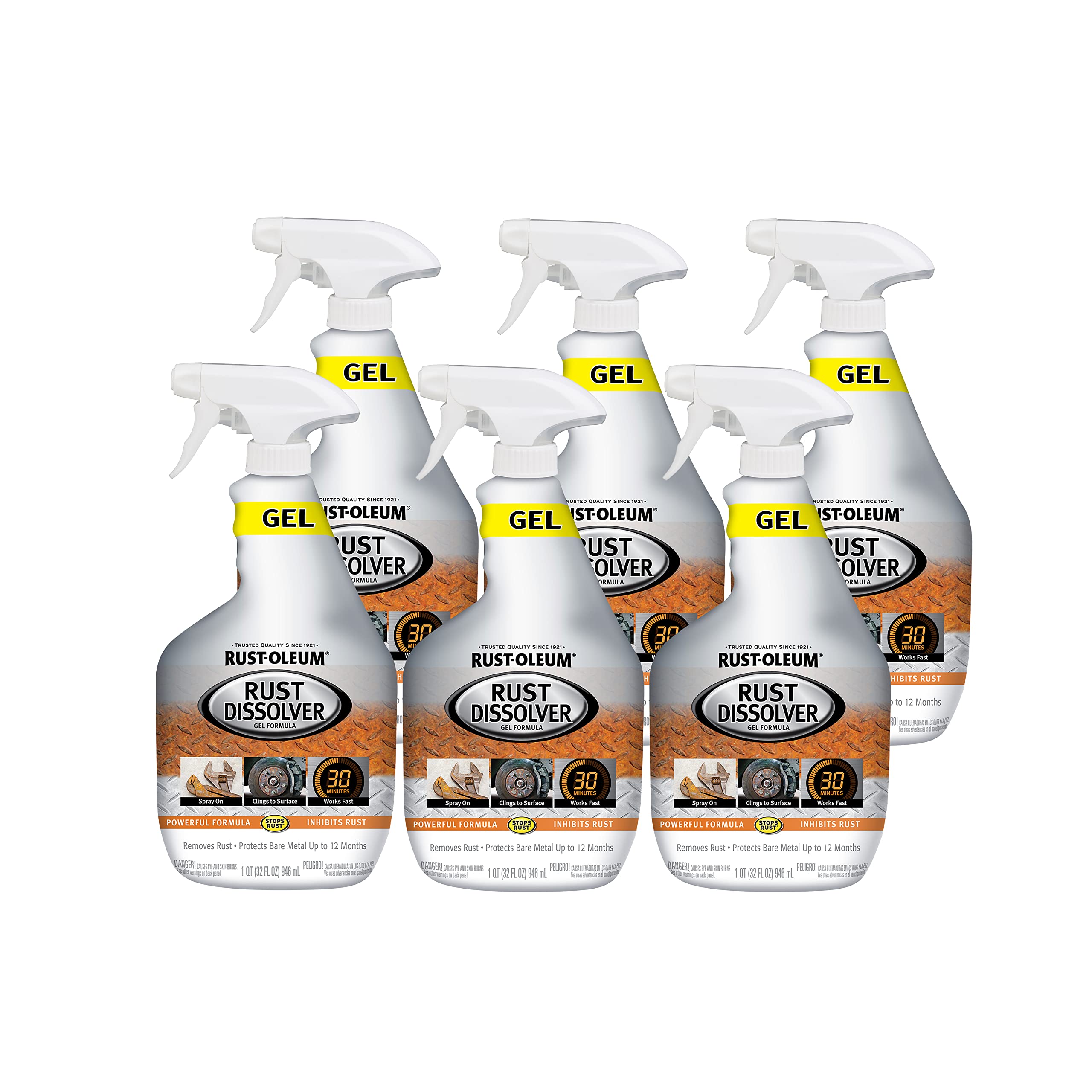 Rust-Oleum 300112-6Pk Rust Dissolver Gel Spray, 32 Oz, 6 Pack