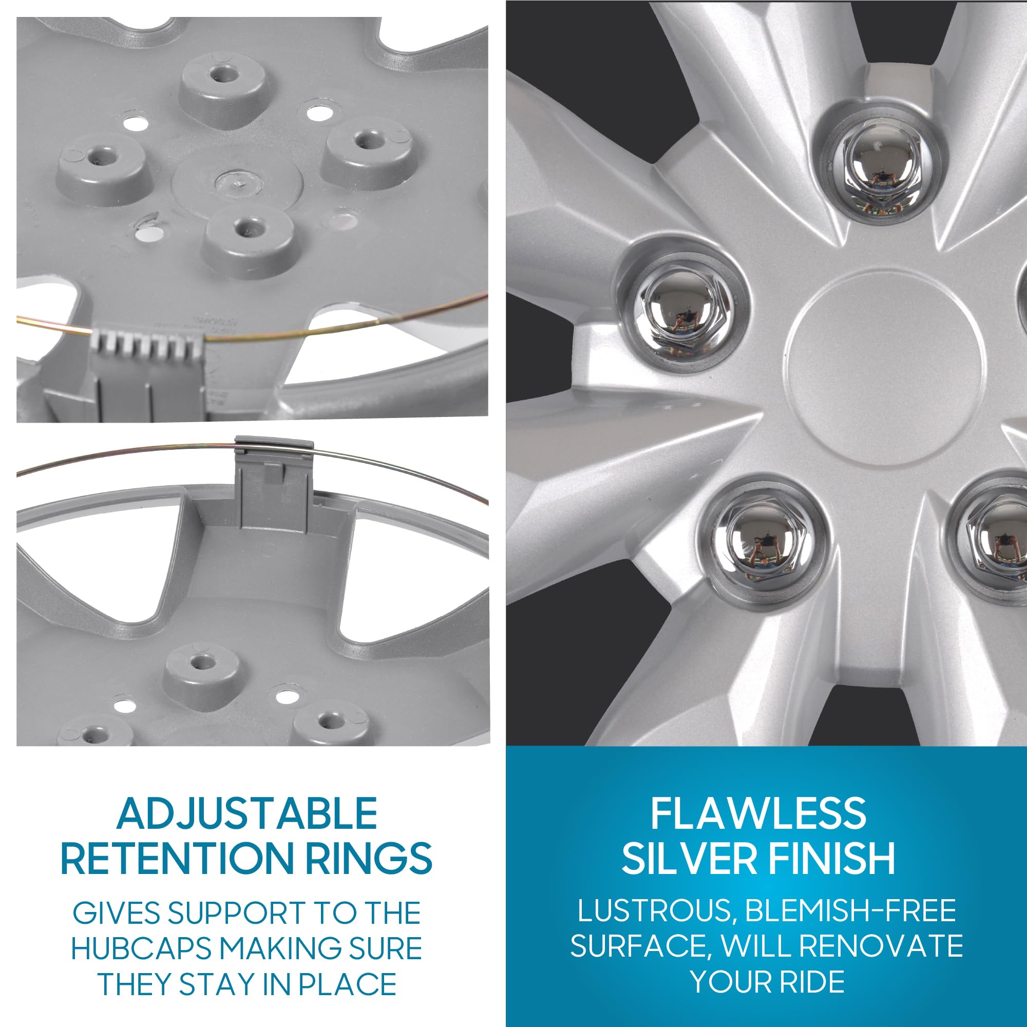 Bdk (4-Pack) Premium 16'' Wheel Rim Cover Hubcaps Oem Style Replacement Snap On Car Truck Suv Hub Cap - 16 Inch Set, Abs,Steel,