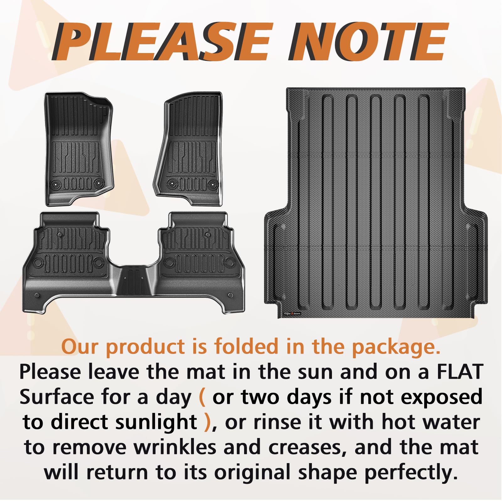 Triplealiners Truck Bed Mat & Floor Mats Front Rear Full Set Compatible With 2020-2025 Jeep Gladiator Accessories All Weather Jt