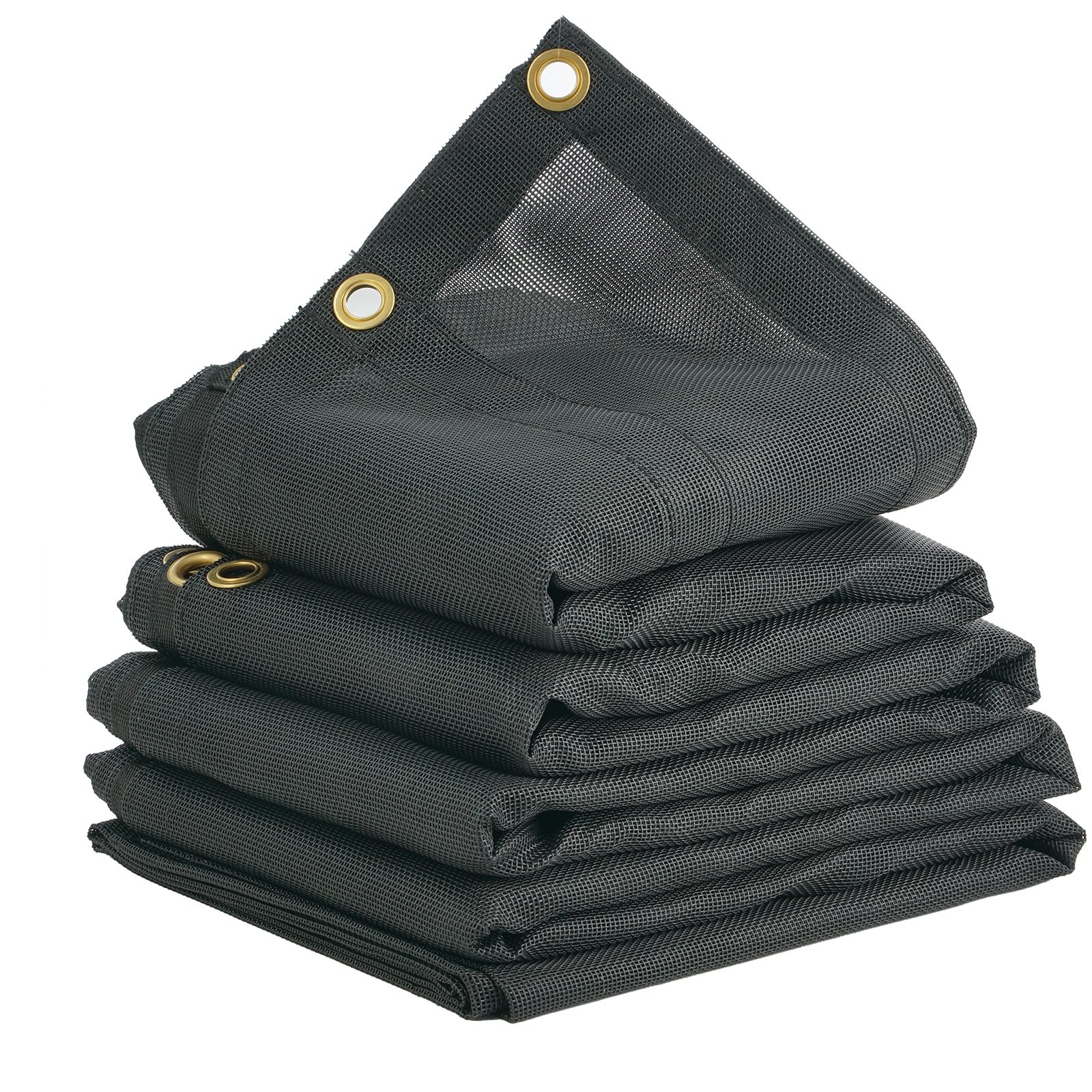 VEVOR Dump Truck Mesh Tarp, 7.5x18 ft, PVC Coated Black Heavy Duty Cover with 5.5 18oz Double Pocket, Brass Grommets, Reinforced