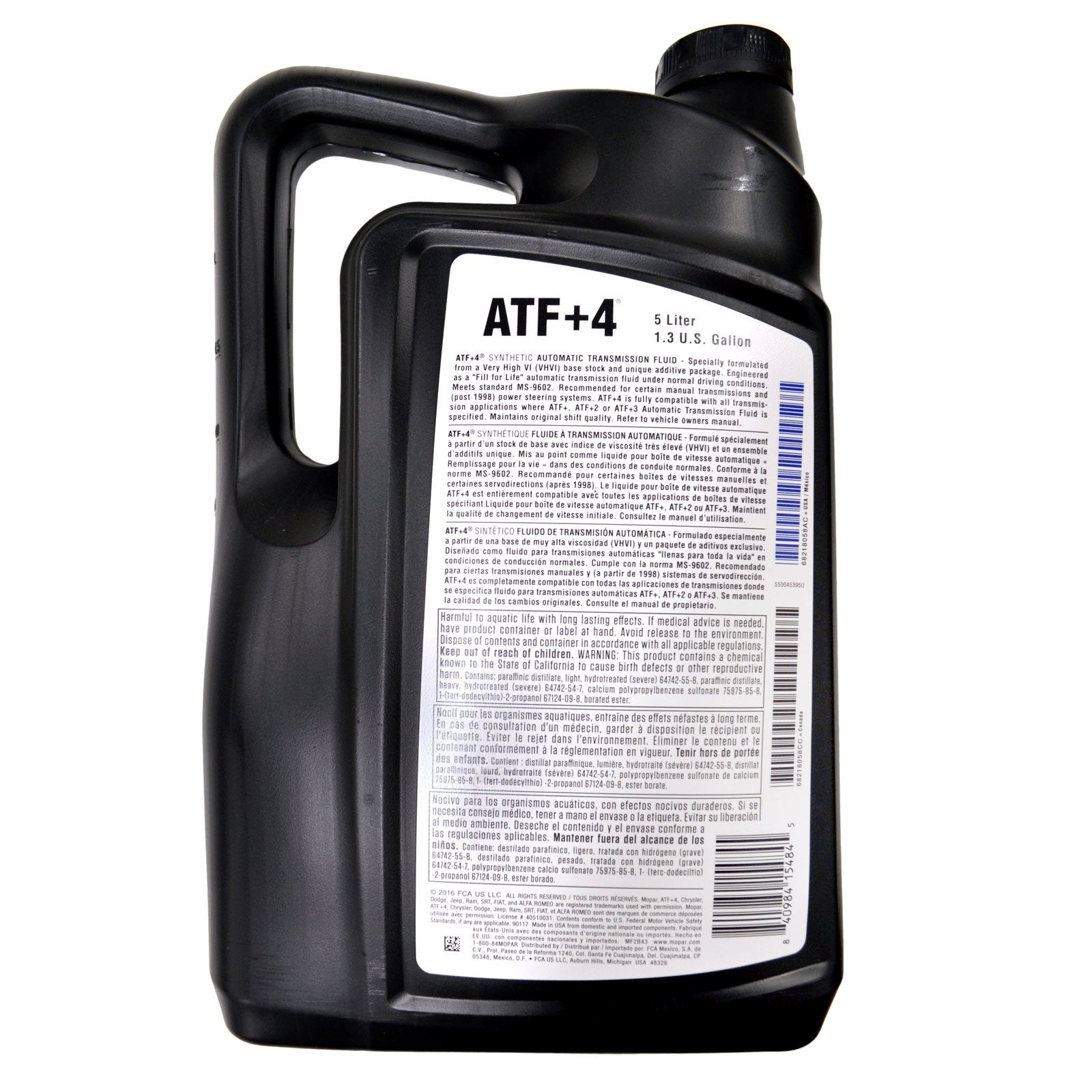 Mopar Automatic Transmission Fluid Atf+4-5 Liter (1.3 Gallon) 3 Pack