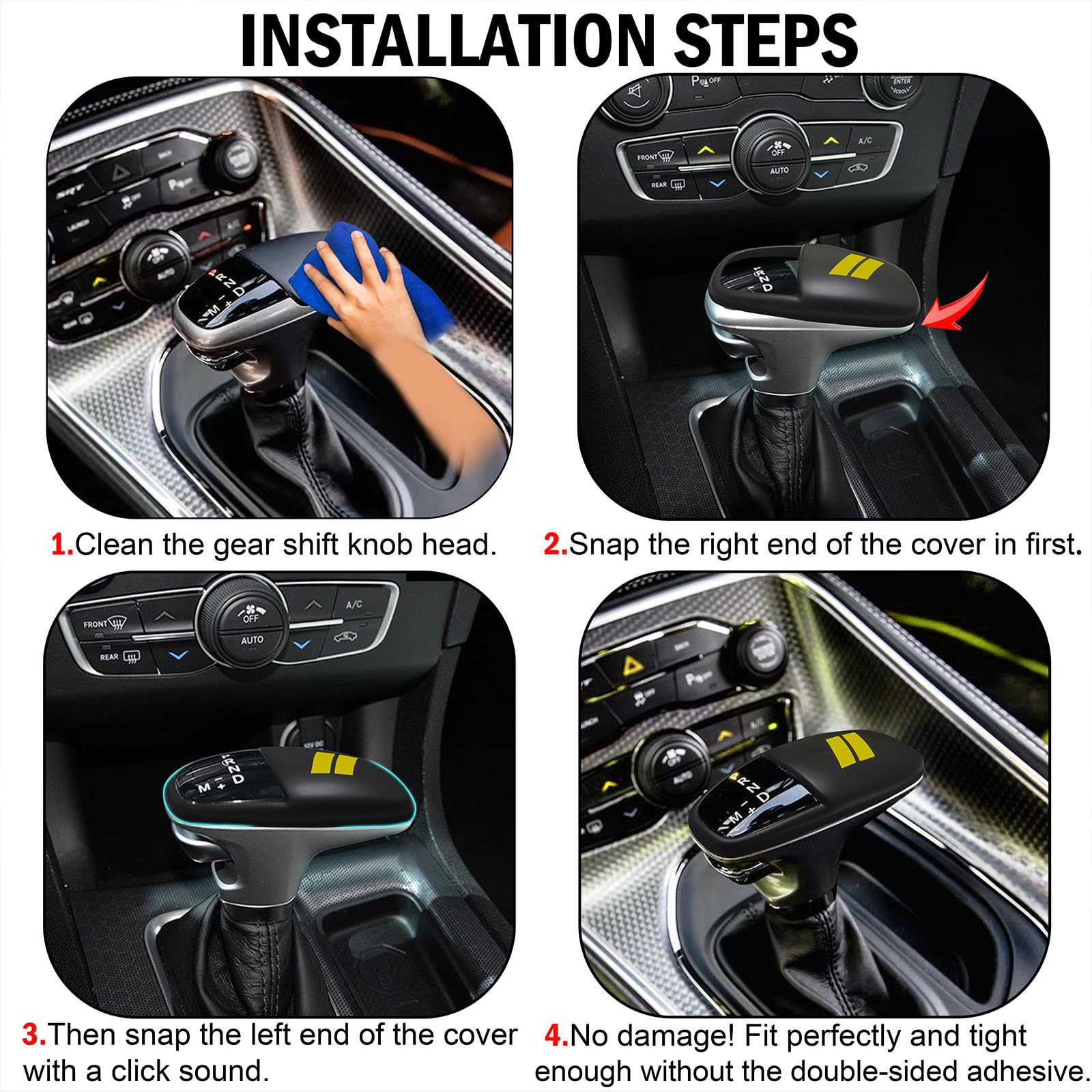 Senshine Gear Shift Knob Head Cover Trim For Dodge Charger Challenger Accessories Durango Abs Interior Shell Insert Decoration P