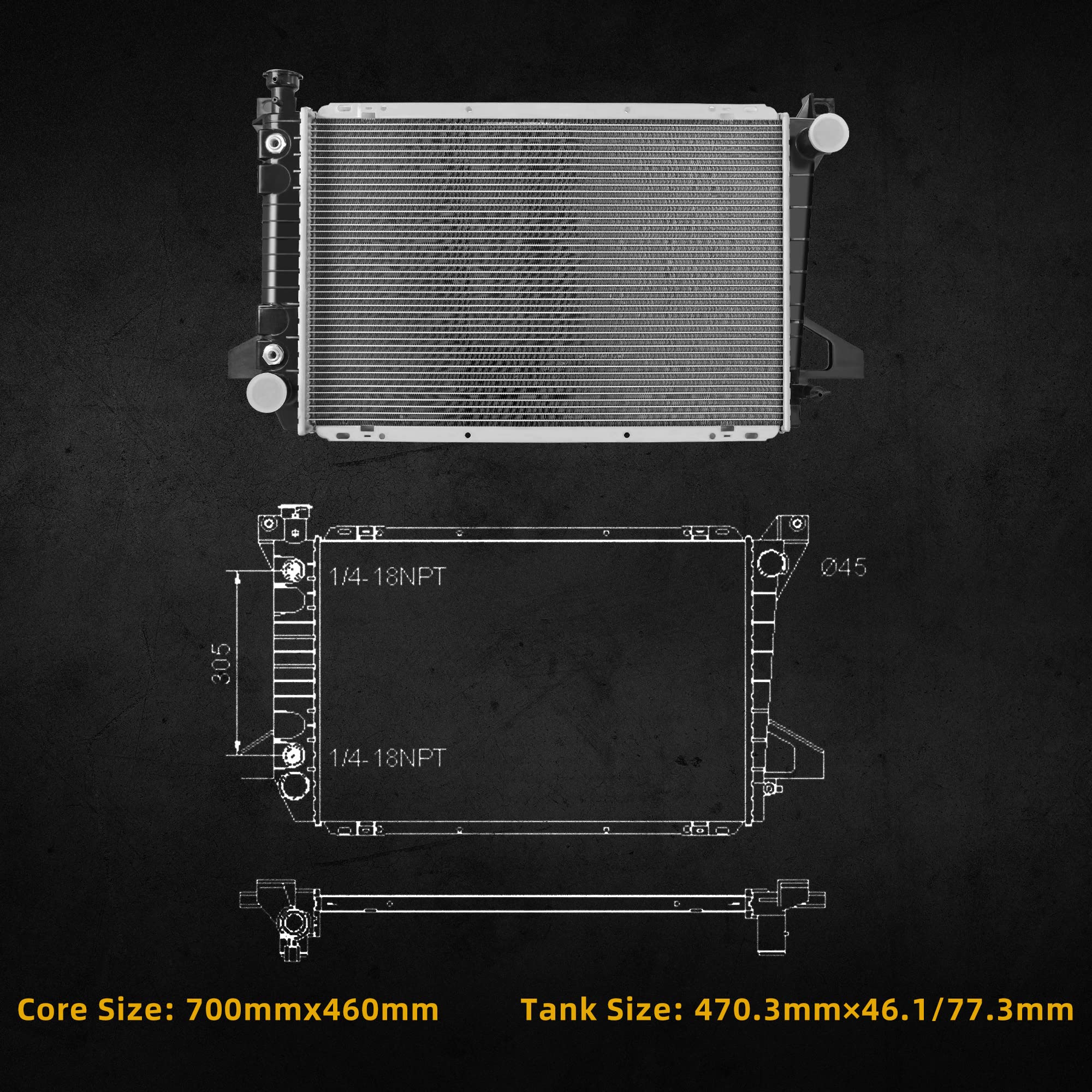 Dwvo Radiator Compatible With Ford F-150 F-200 F-250 F-250 Hd F-350 Bronco 5.0L 5.8L V8 Dwrd1083
