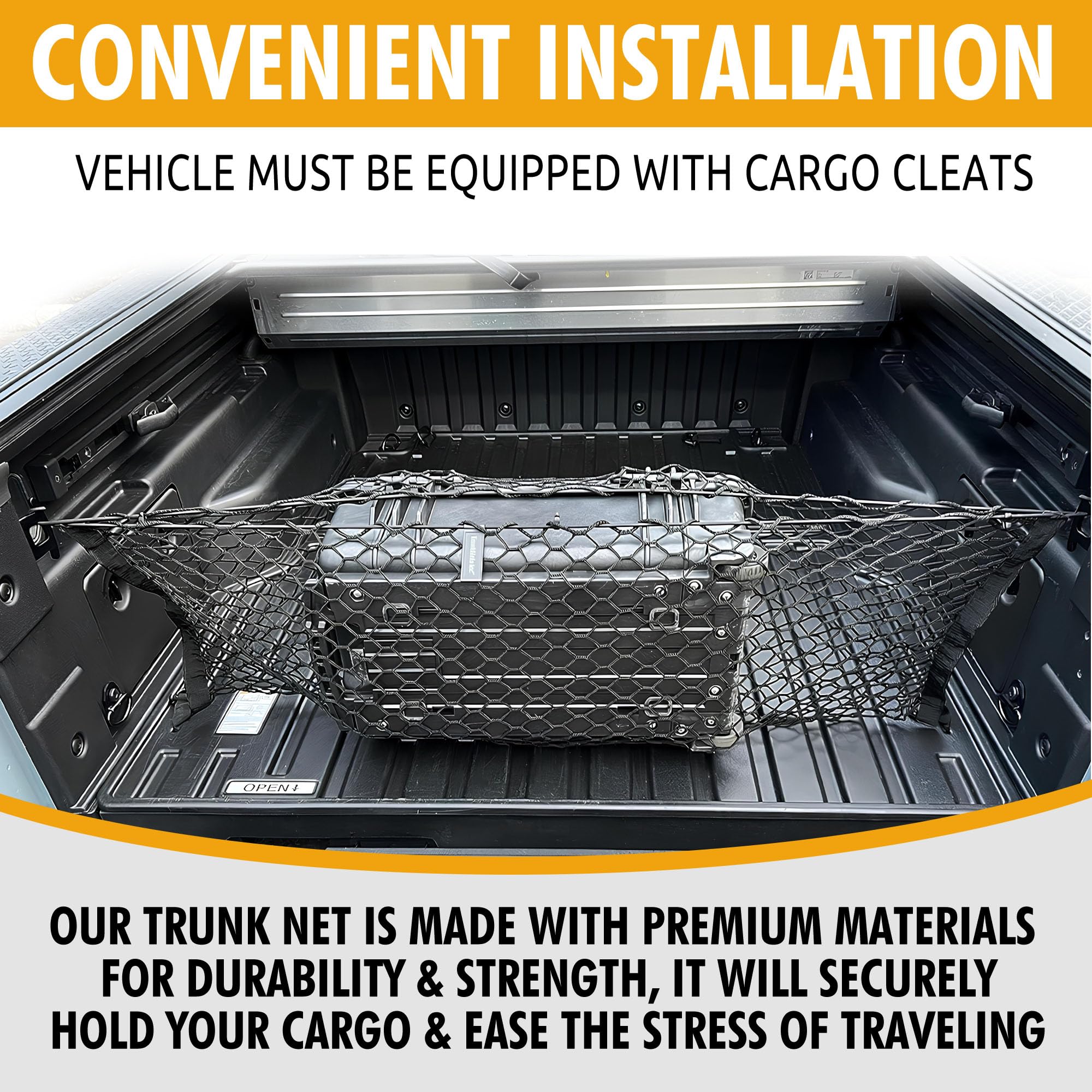 Envelope Style Elastic Trunk Cargo Net For Hyundai Santa Cruz 2022-2024 - Premium Trunk Organizers & Storage - Cargo Net For Pic