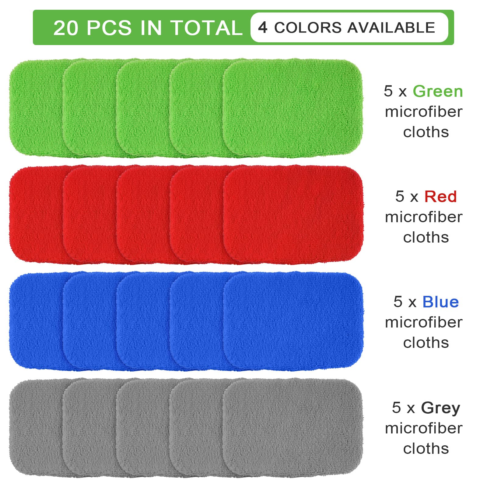 20 Pack Car Care Microfiber Cloths For Windshield Cleaner, Replaced Microfiber Pads Cover Kit For Auto Windshield Cleaning Tool Glass Cleaner Wiper, Interior Car Window Cleaner Washing Bonnets (20)