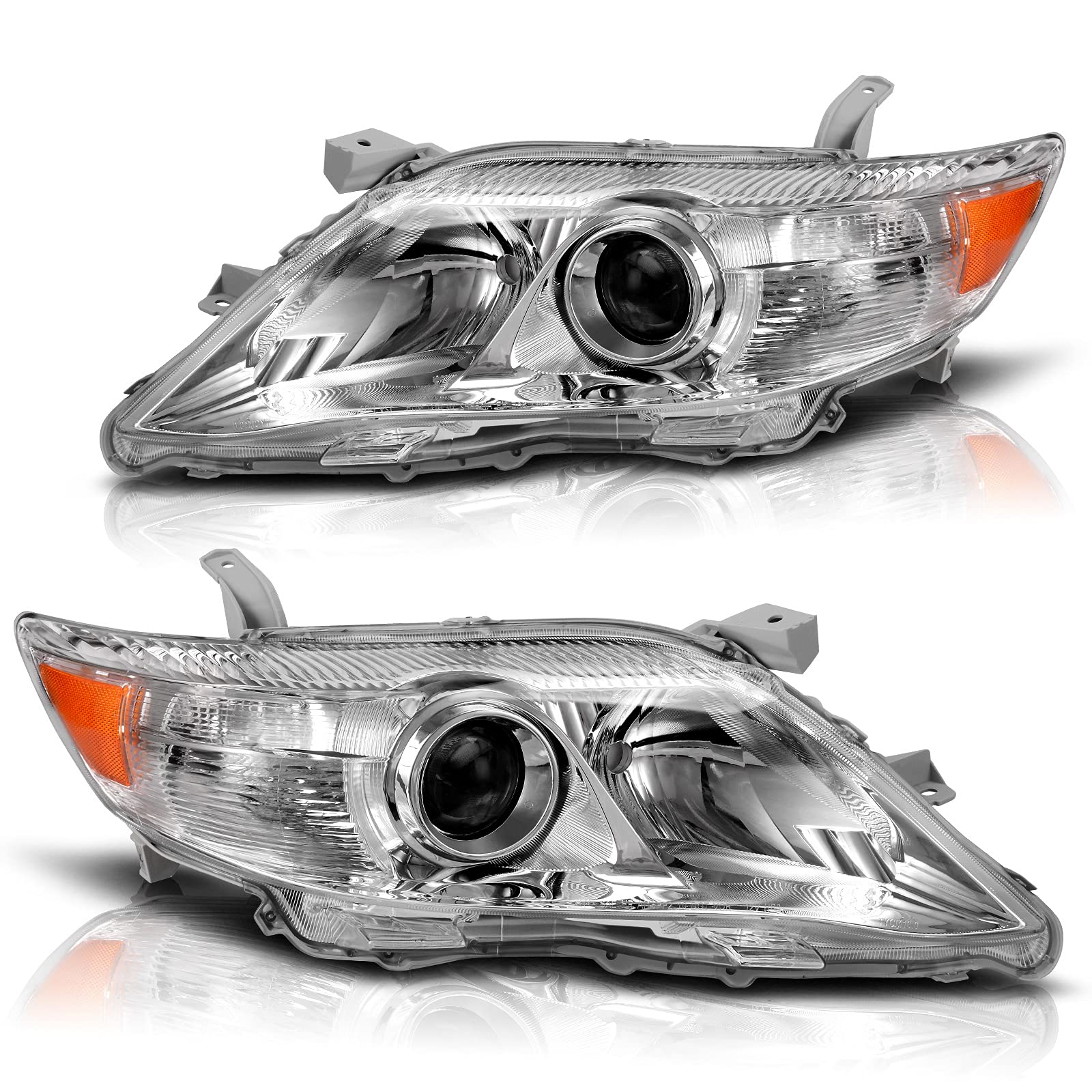 Dwvo Headlights Assembly Compatible With 10 11 2010 2011 Camry Headlamp Replacement Pair Driver And Passenger Side Chrome Housin