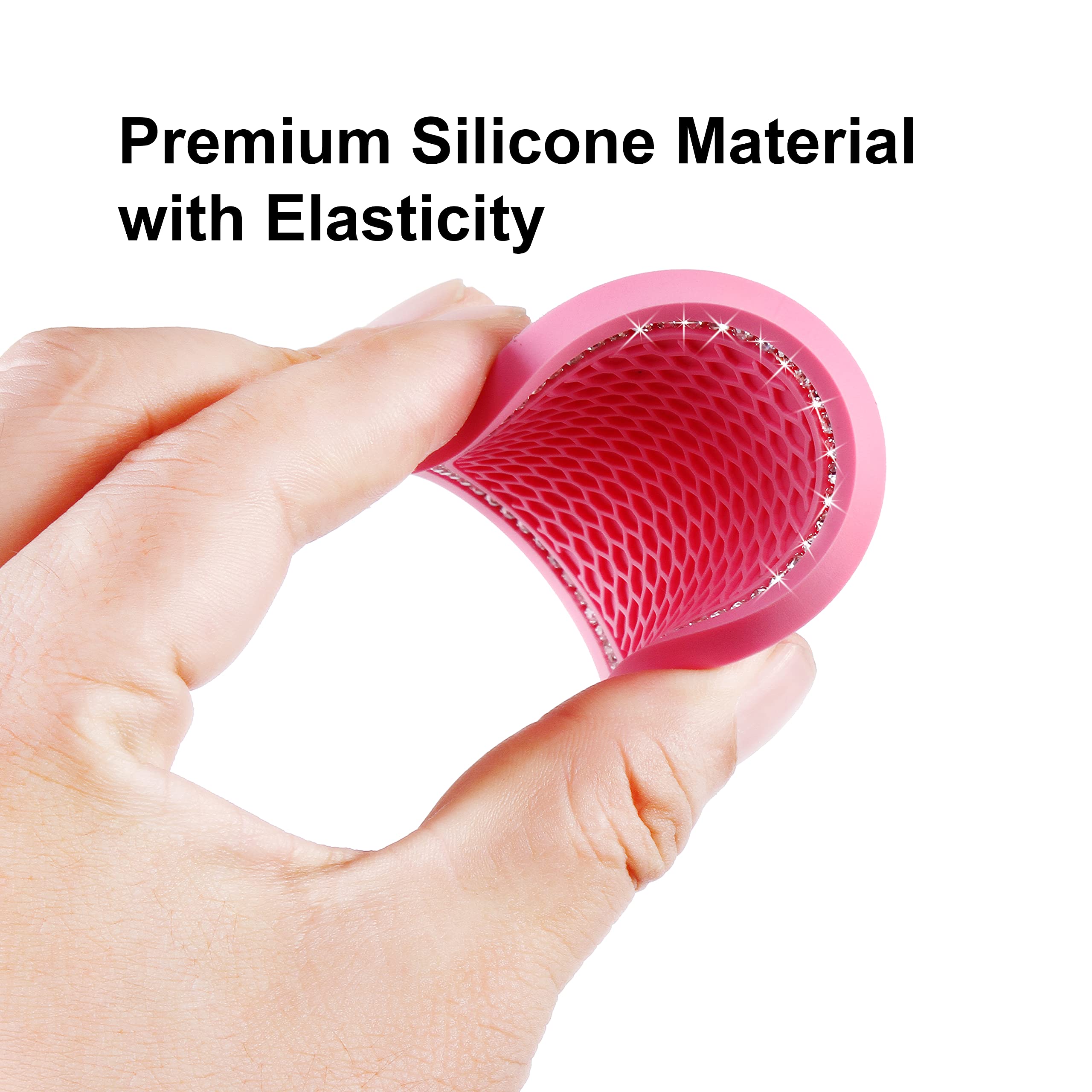 2PCS Bling Car Cup Coaster, 2.75 Inch Auto Cup Holder Insert Coasters Silicone Anti-Slip Crystal Rhinestone Drink Mat, Universal