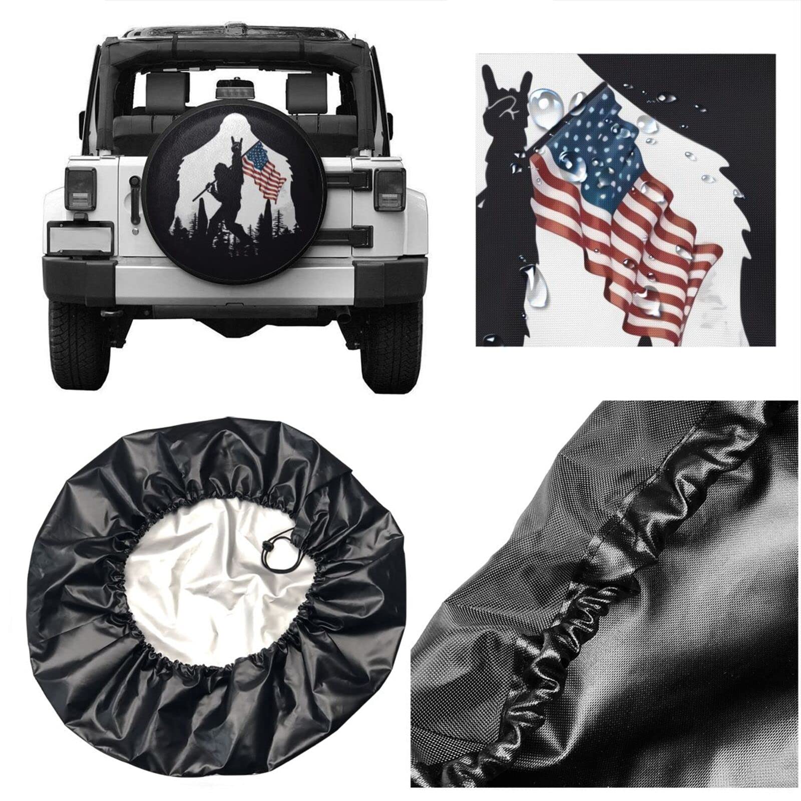 Siski American Flag Camping Spare Tire Cover Wheel Protectors Weatherproof Universal For Trailer Rv Suv Truck Camper Travel(15''