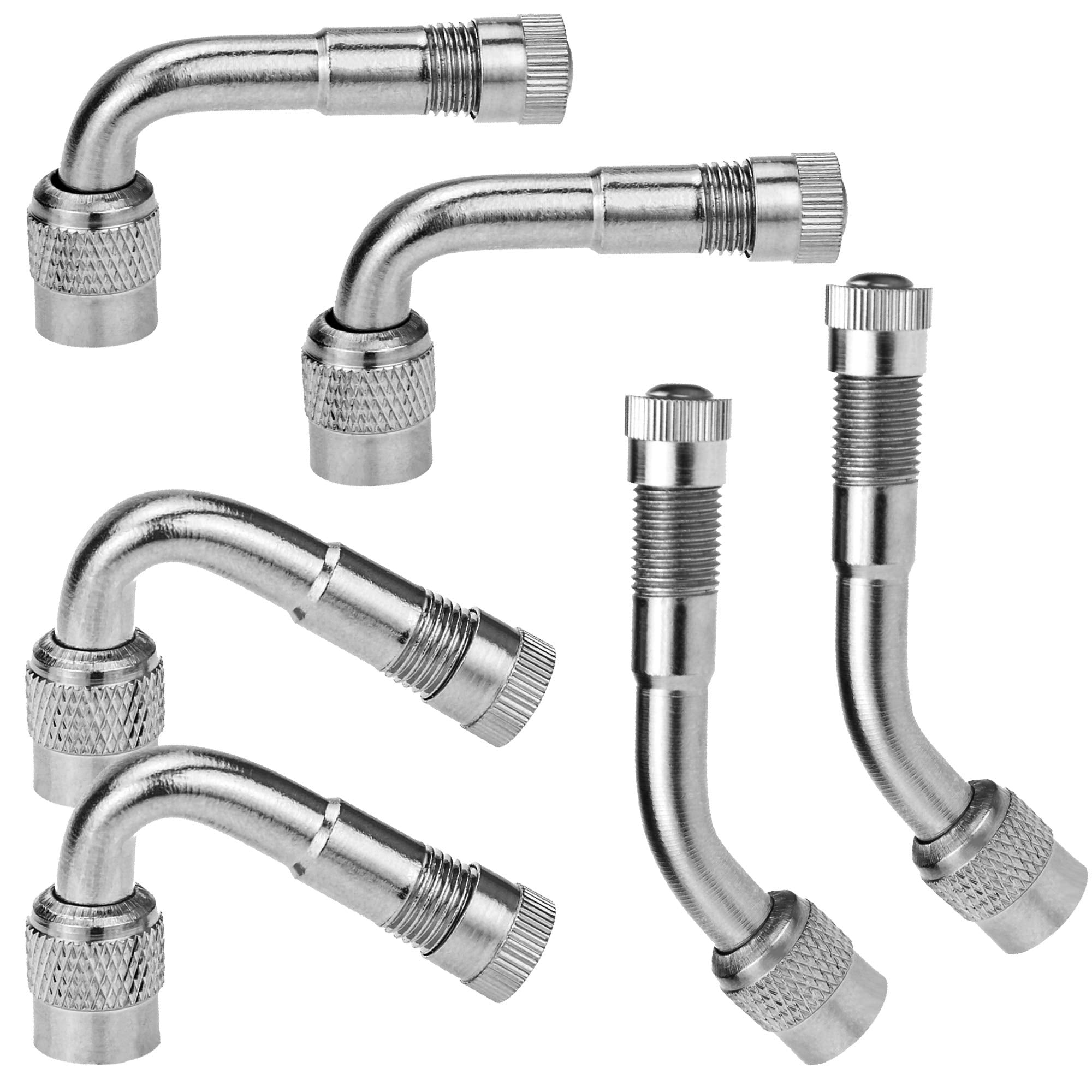6-Pack Valve Stem Extenders, Mellbree 45 Degree 90 Degree 135 Degree Schrader Tire Valve Extension Compatible For Dual Wheels Passenger Cars, Rv, Stroller, Bicycles, Motorcycles And Trailers