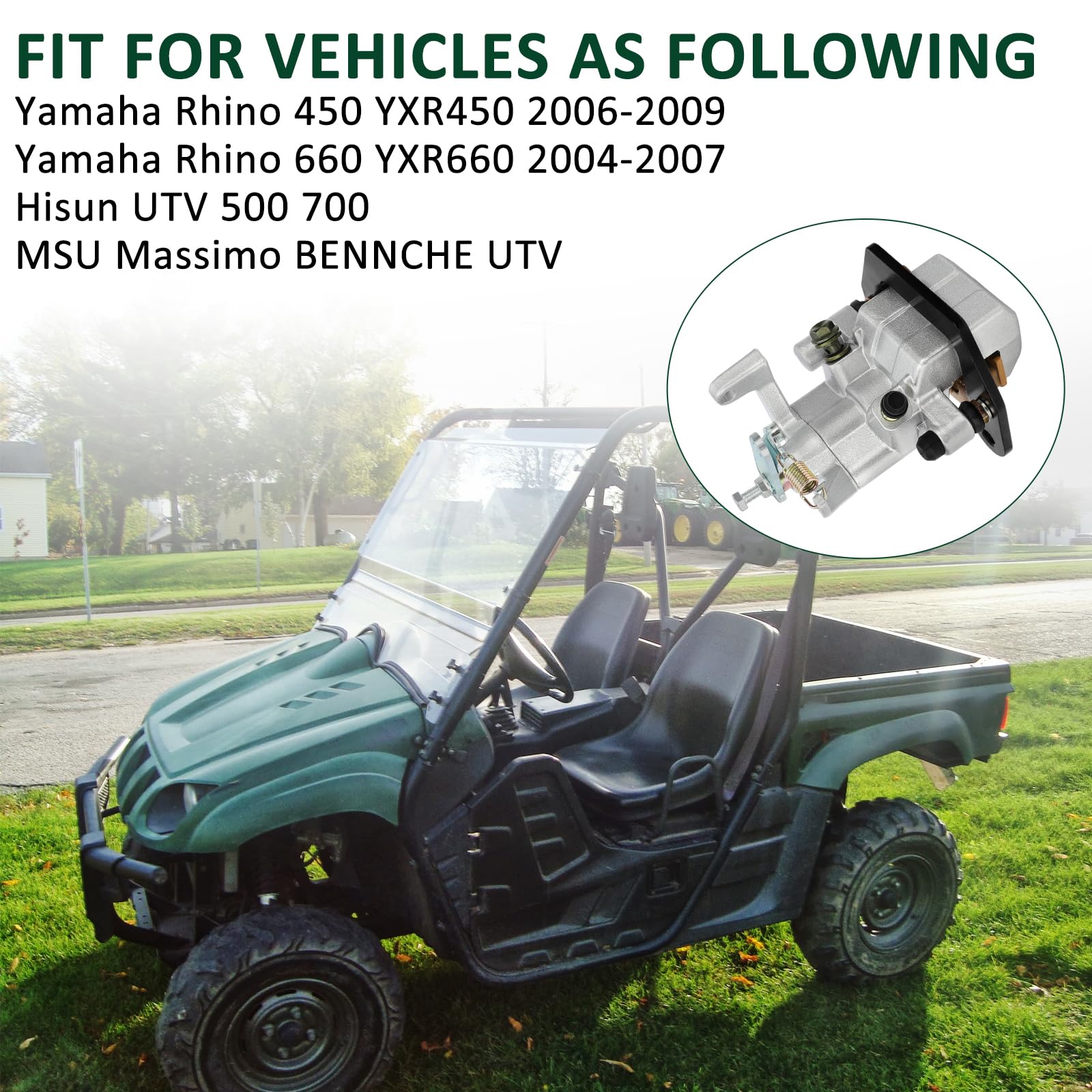 M Mati Rear Brake Caliper Assembly For Yamaha Rhino 450 Yxr450 2006-2009 Rhino 660 Yxr660 2004-2007 Hisun Utv 500 700 Msu Massimo Bennche Utv With Pads