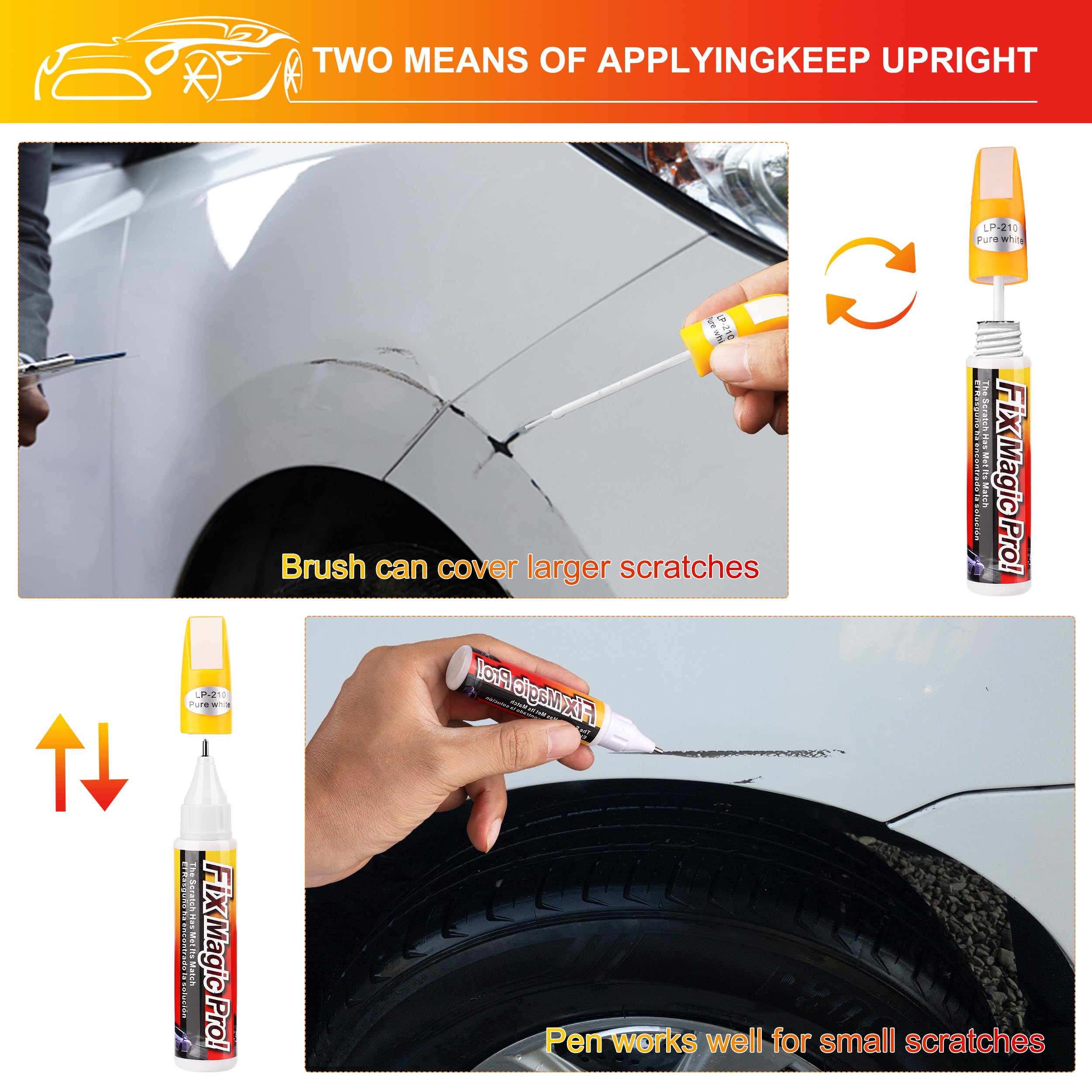 Touch Up Paint For Cars (White), Two-In-One Car Paint Scratch Repair, Automotive Touch Up Paint Pen With Instruction Manual, Quick And Easy Solution To Repair Car Paint Scratches