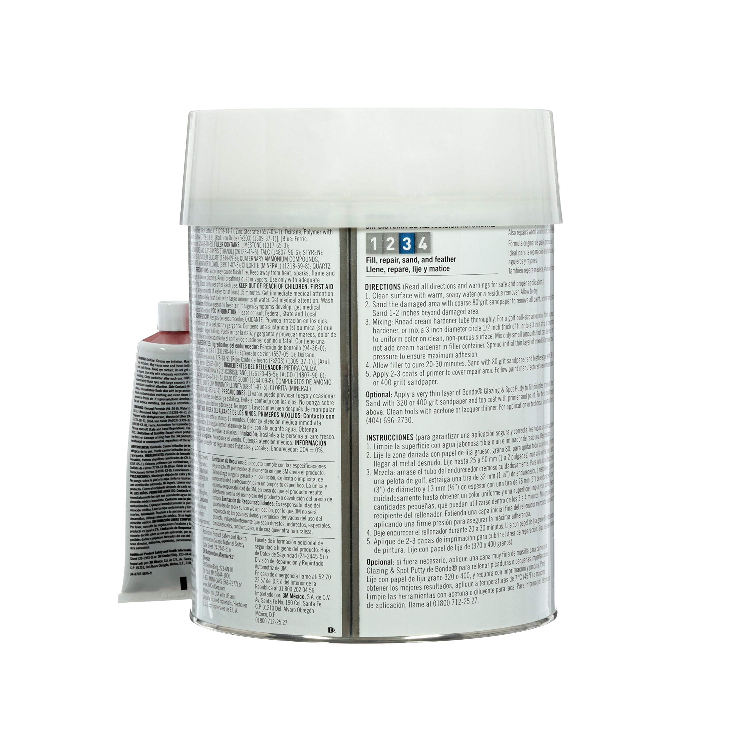 Bondo Body Filler, Original Formula For Fast, Easy Repair & Restoration For Your Vehicle, 00265, Filler 6.30 Lb And Hardener 2.7