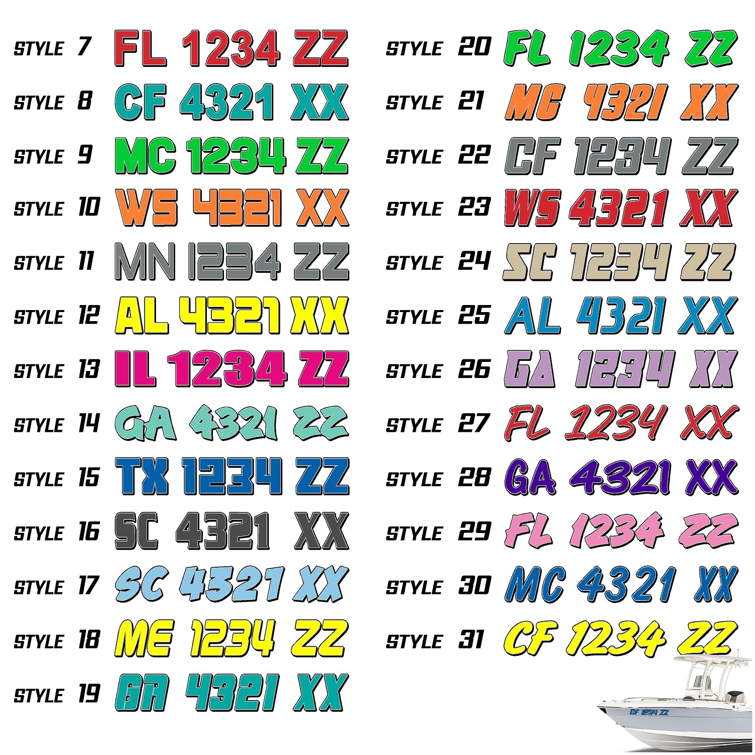 Boat Registration Numbers 2CL / 2 Pack/Custom State Registration Stickers/Vinyl Boat Decal Graphics Pair