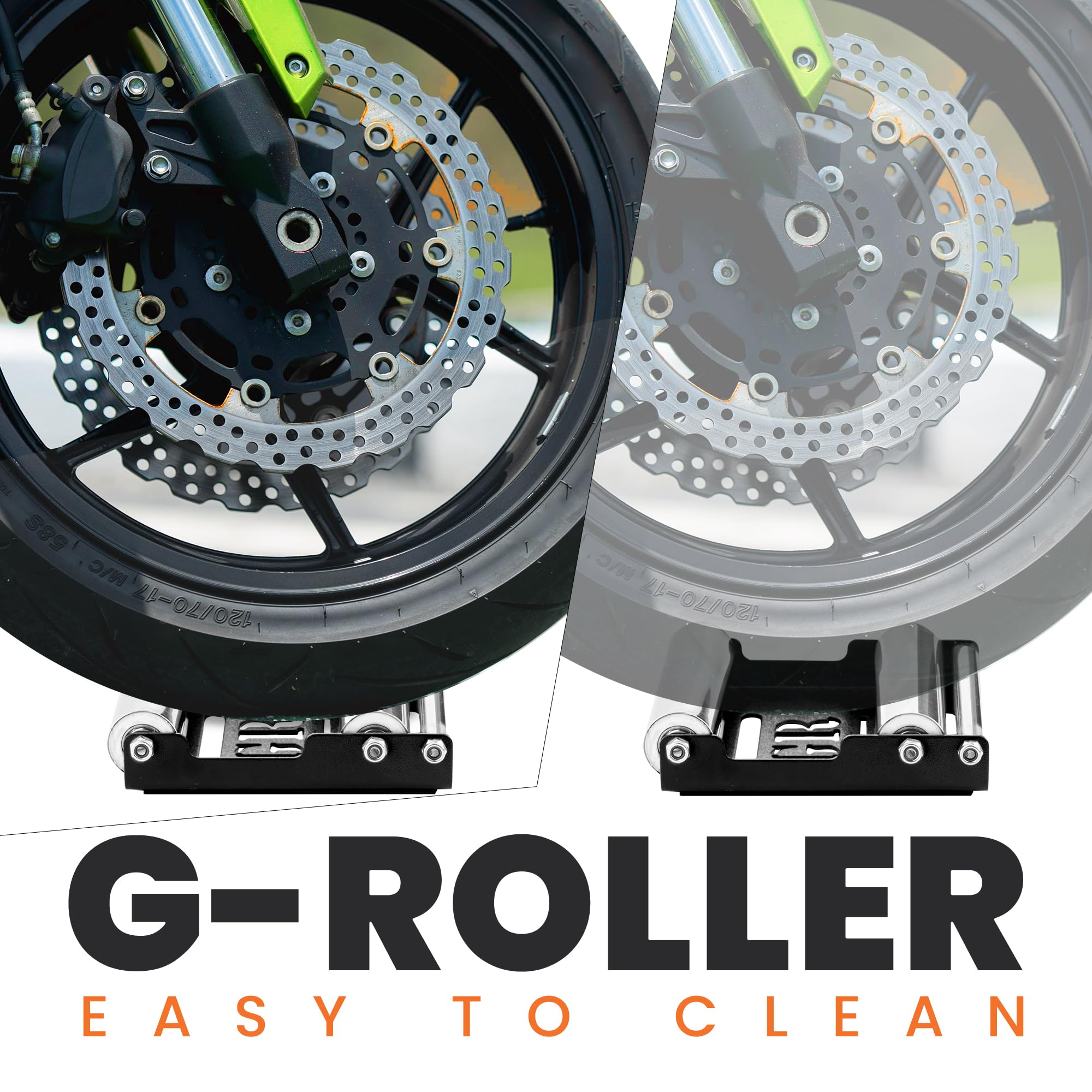 Grand Pitstop Motorcycle Roller Wheel Cleaning Stand - Paddock Stand Replacement - Wheel Roller Stand With Ramp Support For Tire