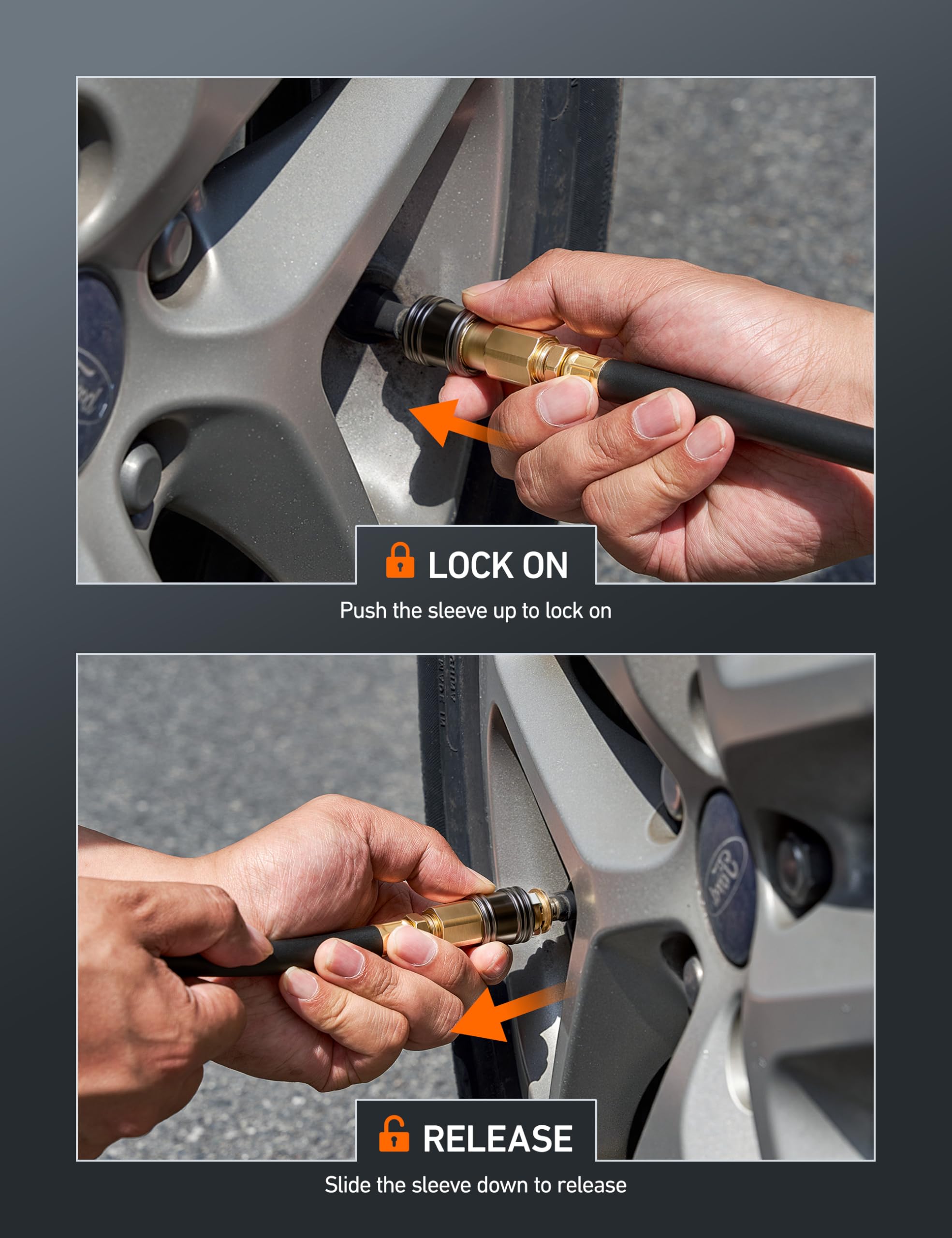 AstroAI C1 Upgraded Anti-Leak Air Chuck, 1/4 Inch FNPT Closed Flow Brass Tire Chuck, Quick Connector Lock Air Chucks for Tire In