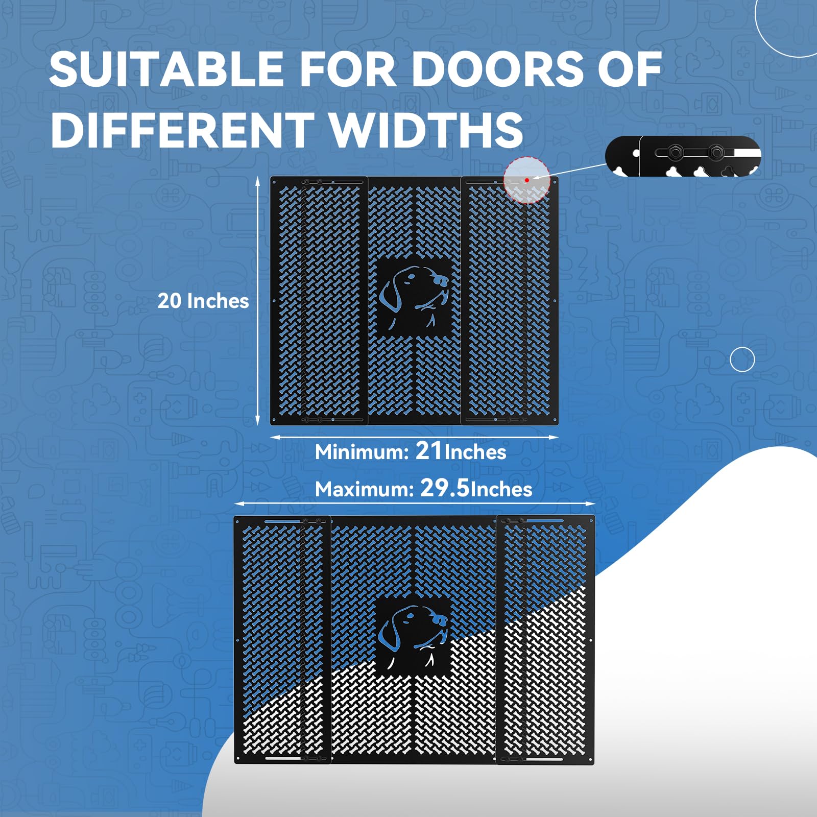 RV Screen Door Grille,Dog Friends Design, Aluminium Alloy Material Protects Screen Door from Damage, Adjustable Width Ranging fr