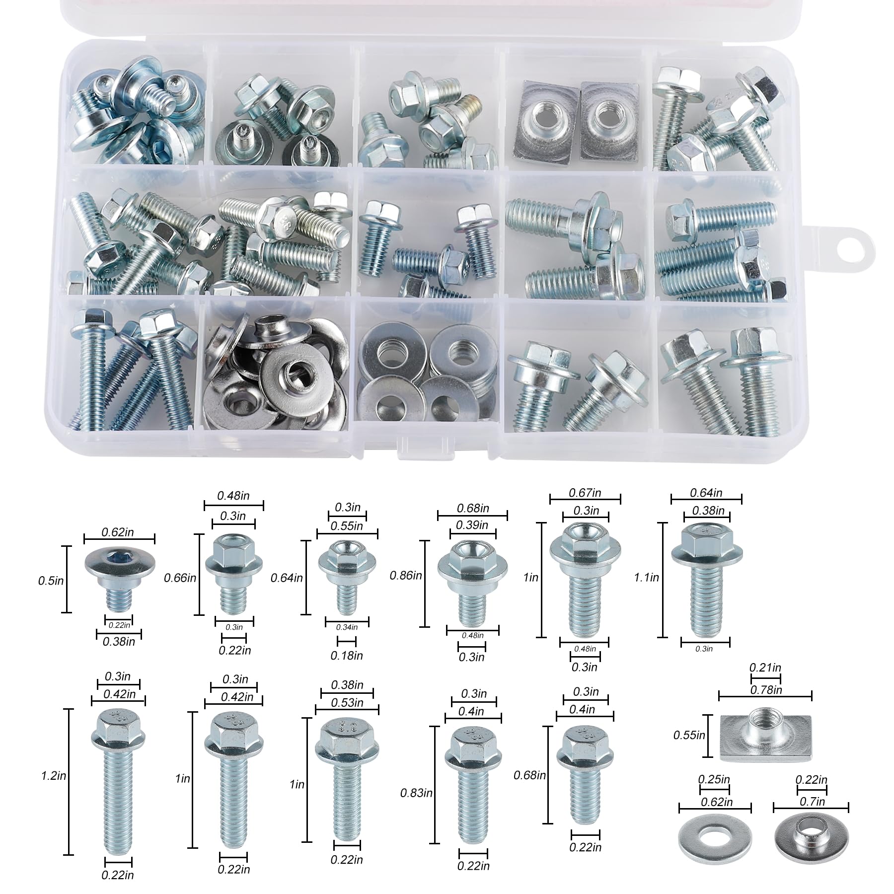 LivTee 70PCS Motorcycle Body Bolt Mounting Kits, for Plastics Seat Fenders Shrouds Fasteners Compatible with CR85 CR125 CR250 CR