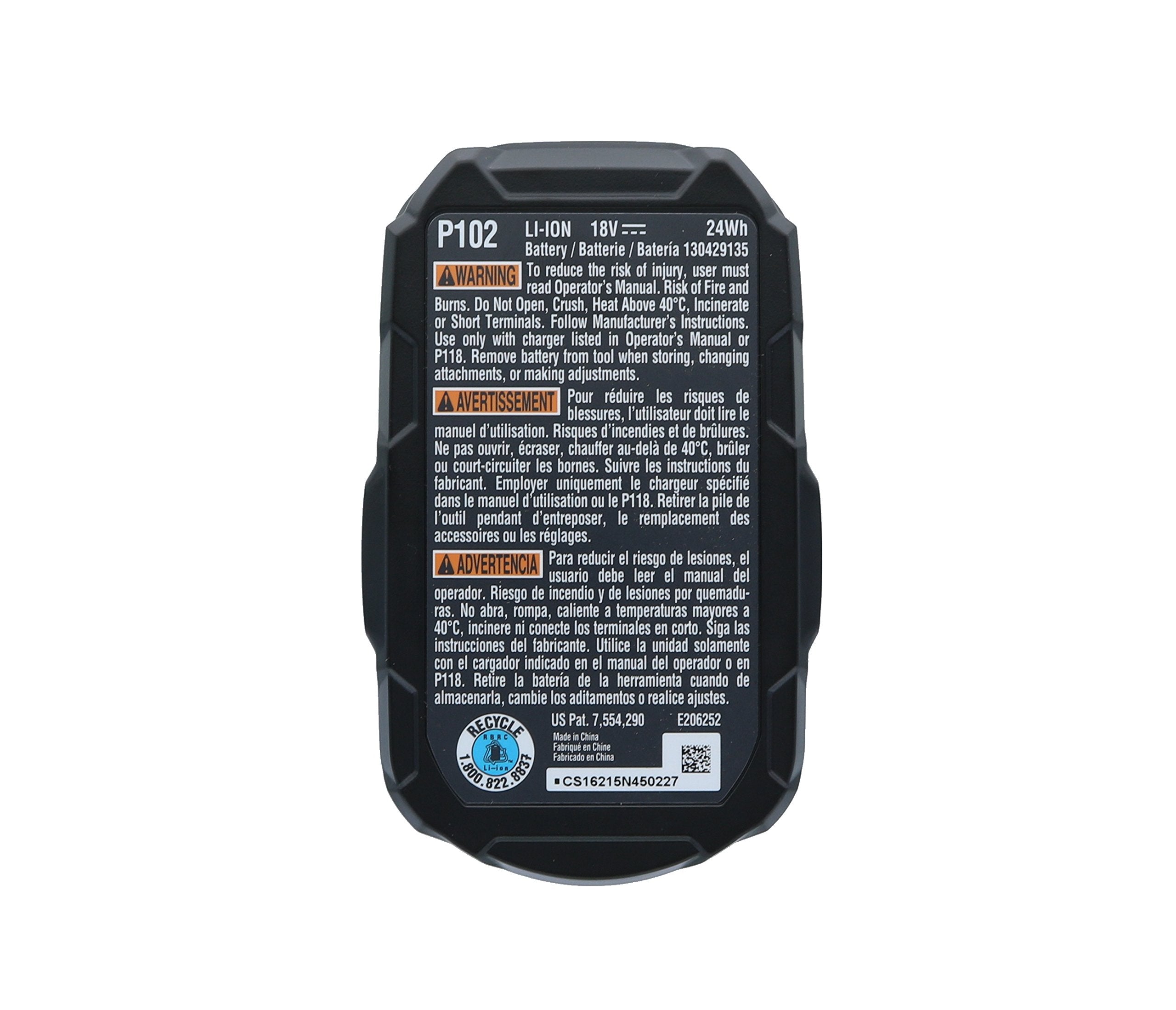 Ryobi P102 18V One+ Compact Lithium Ion Battery, 2 Pack