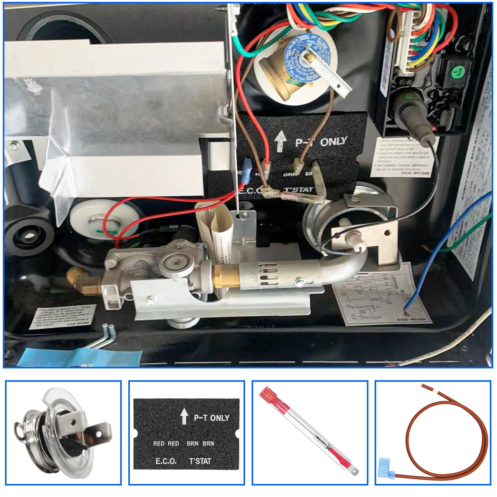 Rv Water Heater Thermal Cutoff Kit With Eco Thermostat Assembly Kit, Replacement Part For Atwood 91447 93866 Rv Camper Water Hea