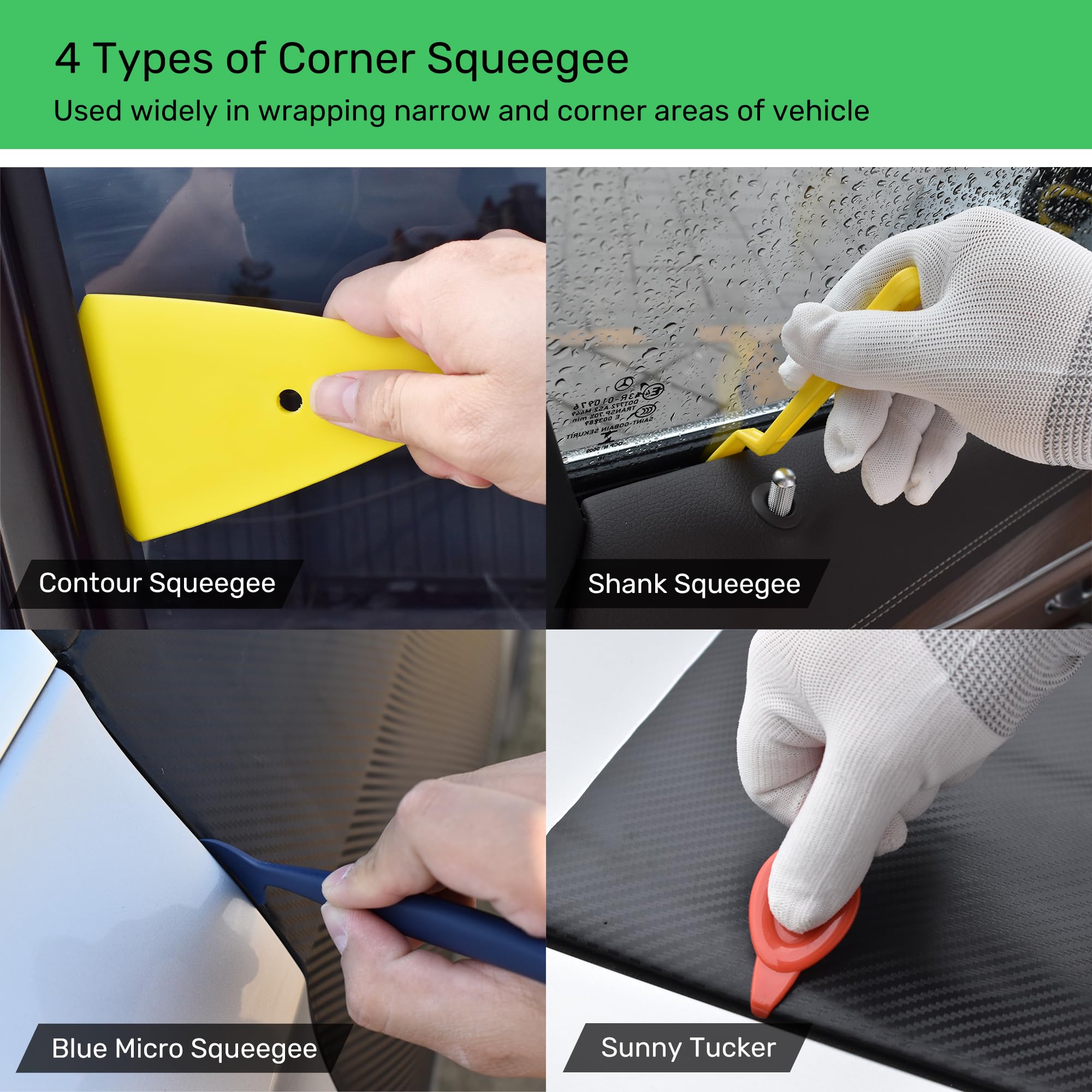 Zanch Window Tint Kit Window Tint Tools Vinyl Wrap Tool Kit Car Wrap Kit With Felt Squeegee Window Tint Squeegee,Squeegee For Vinyl Tools,Car Wrapping Installation Kit Window Film Tinting Tools