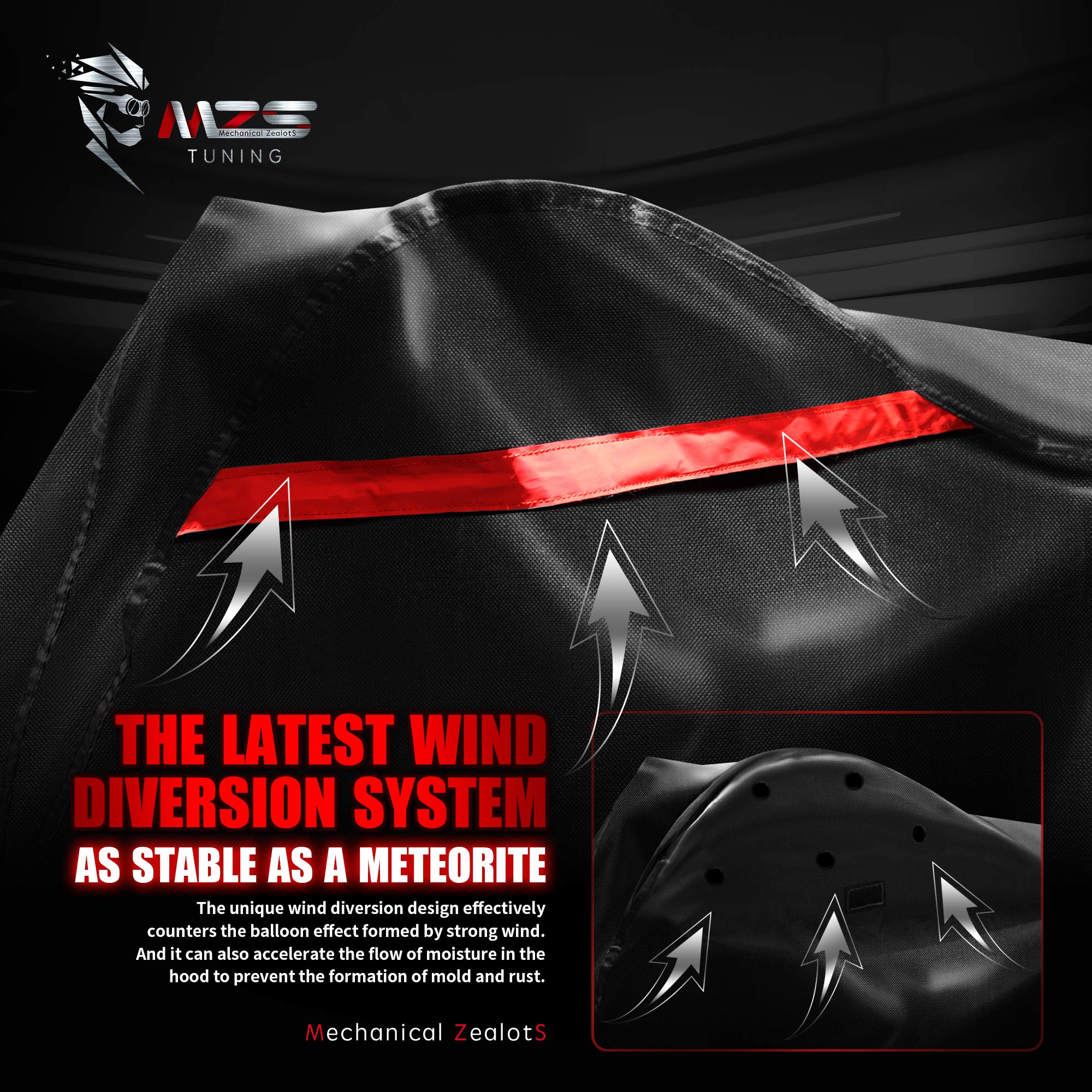 Mzs Motorcycle Cover, All Season Weather Outdoor Waterproof Protection Storage Fit Up To 104 Inch Compatible With Road King | Dyna | Electra/Road/Street Glide | Night/Street Rod | Softail | V-Rod