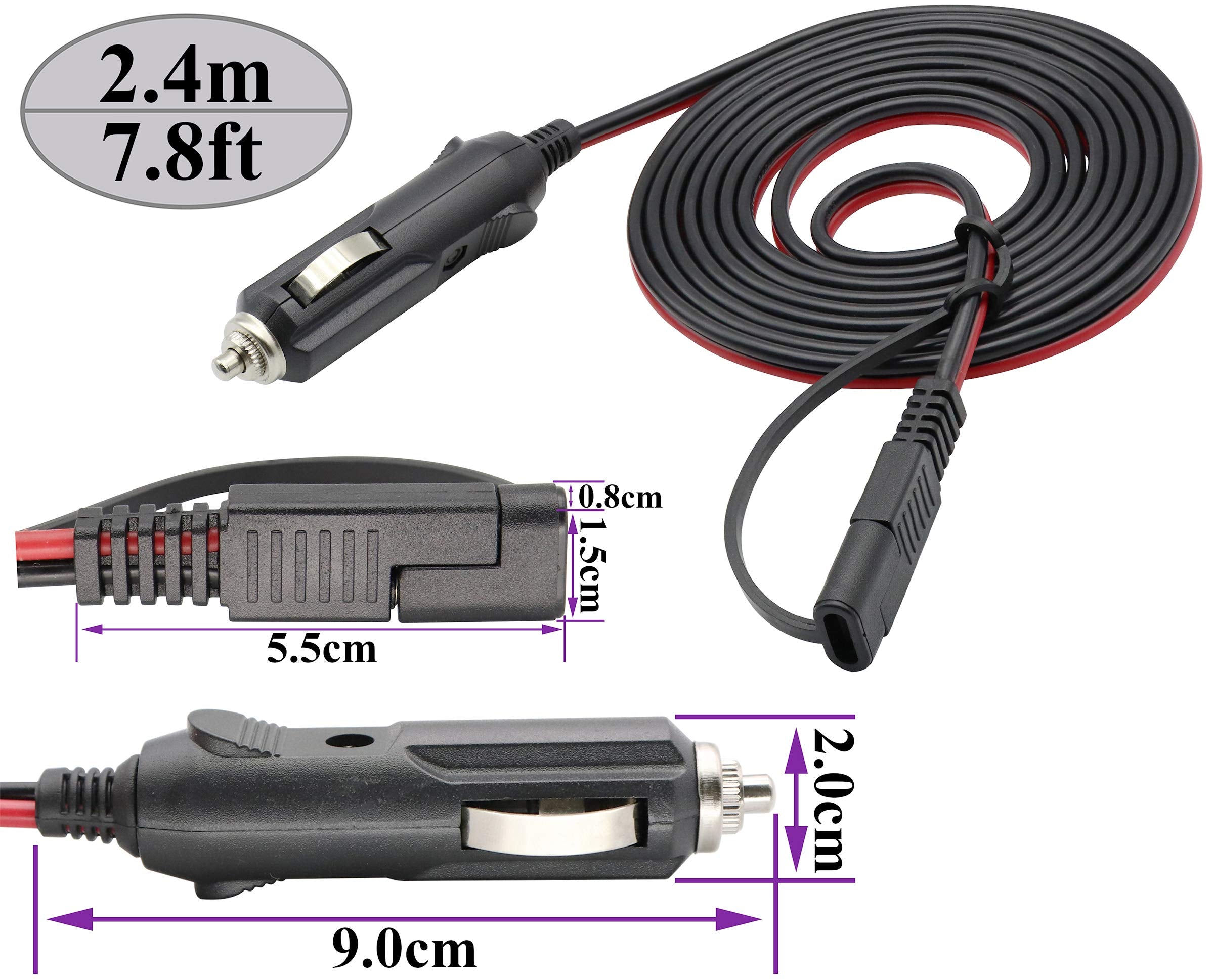Aaotokk Sae To Cigarette Lighter Cable,16Awg 12V Cigarette Lighter Male Plug To Sae 2 Pin Quick Release Disconnect Connector Plu